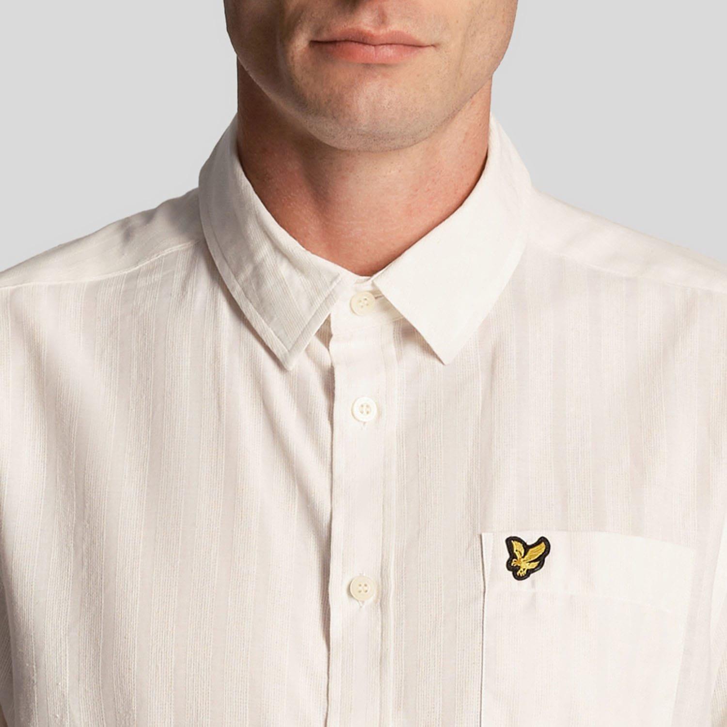 White - Lyle and Scott - Textured Stripe Short Sleeve Shirt - 4