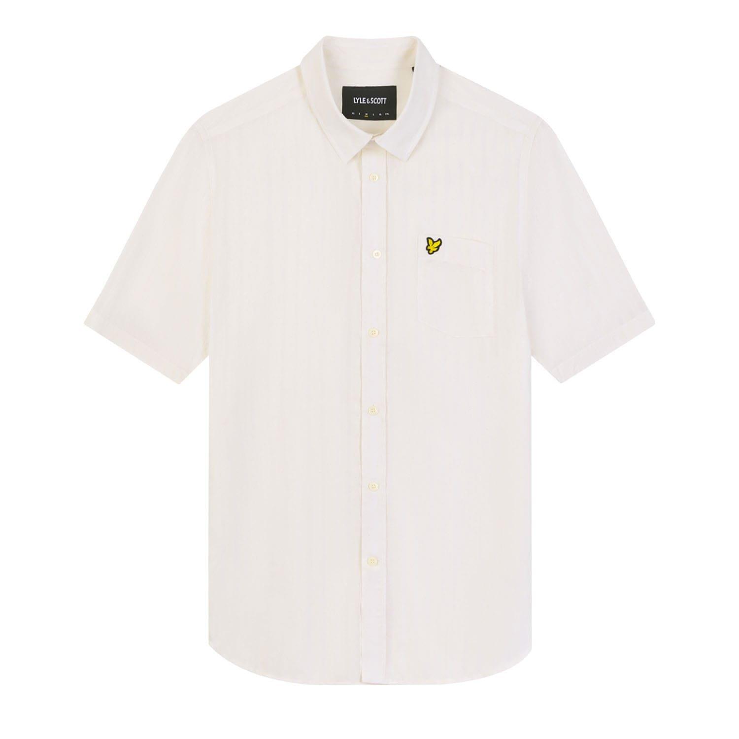 White - Lyle and Scott - Textured Stripe Short Sleeve Shirt - 5