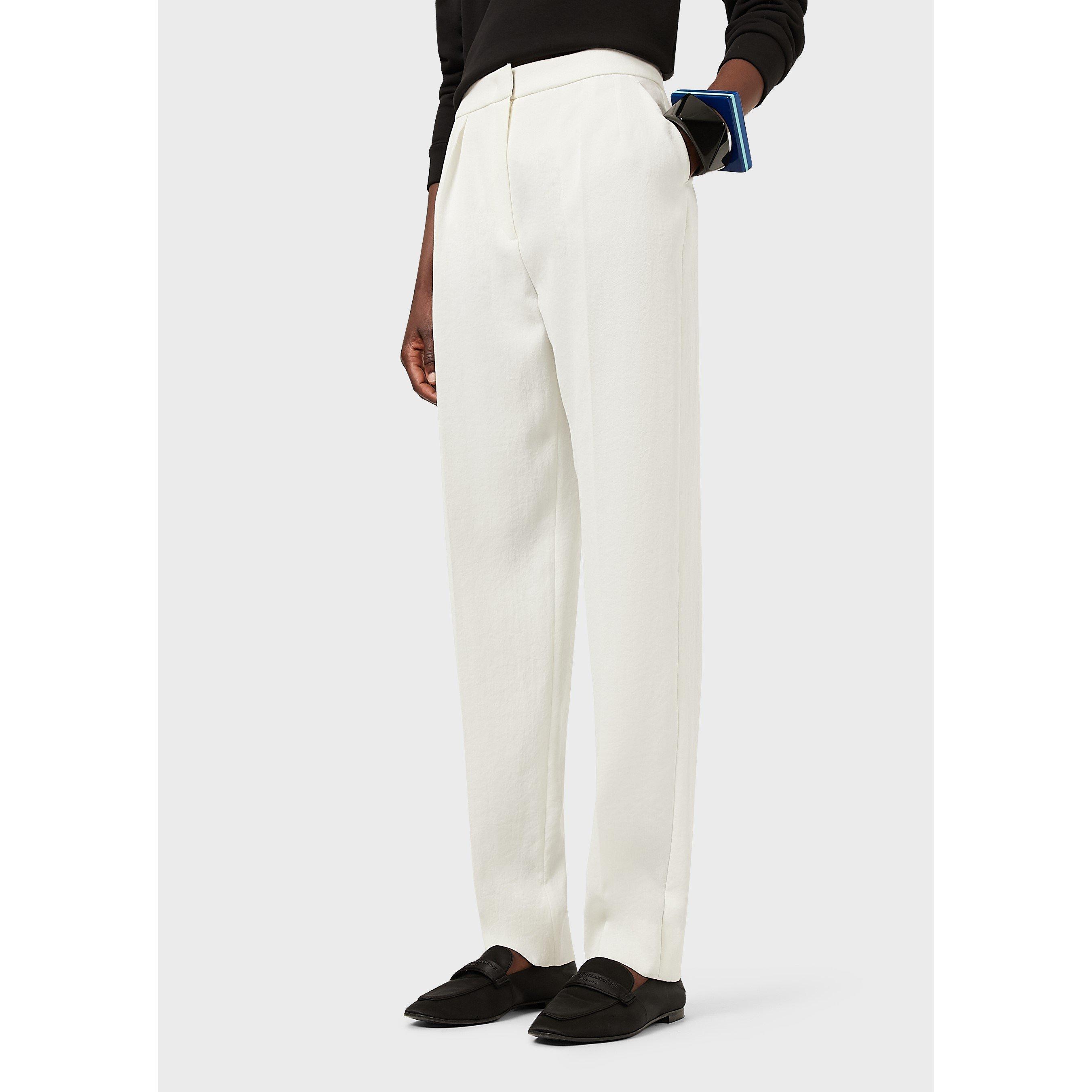 Emporio Armani Women's Darted Pleated Trousers - White - 4 (3XS)