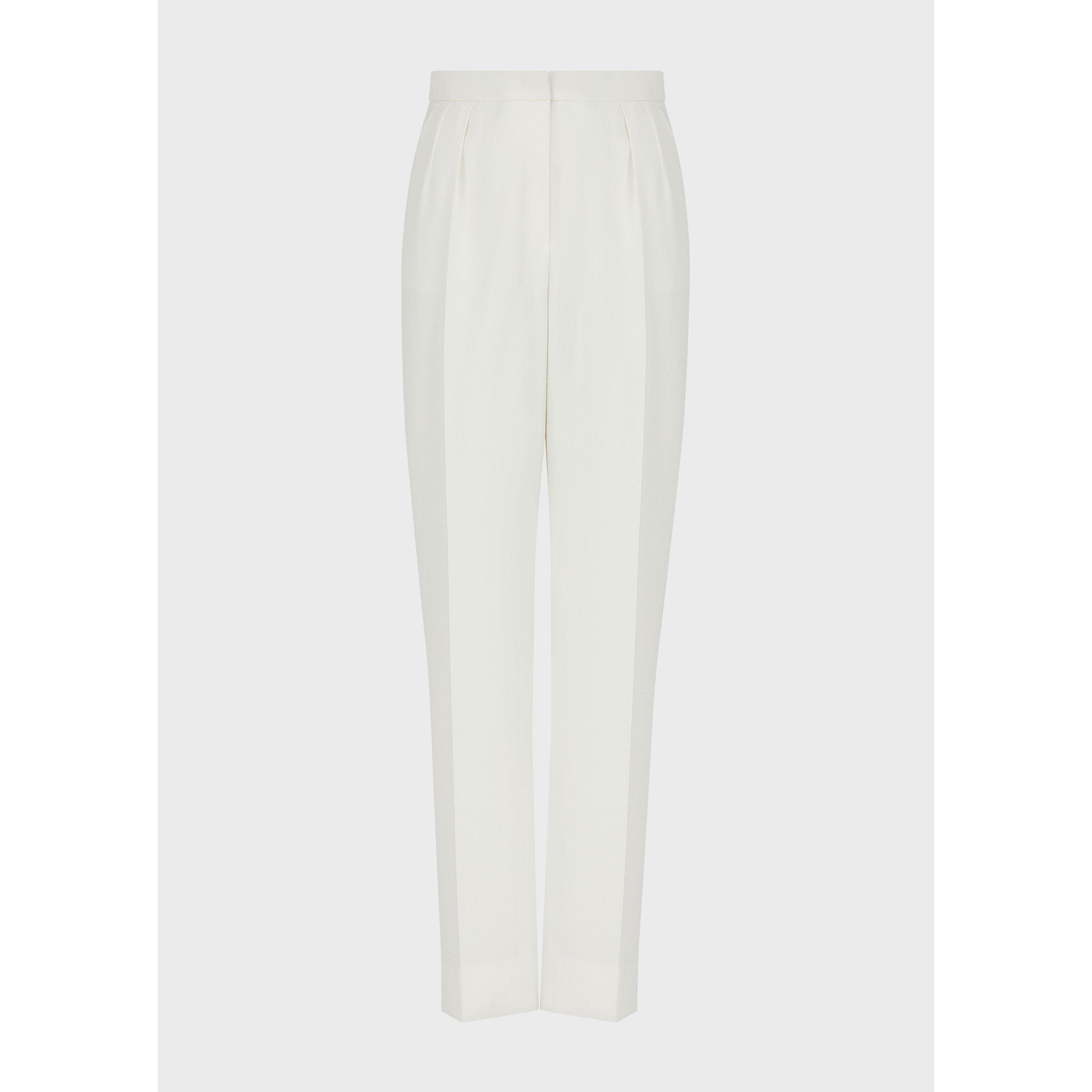 White - Emporio Armani - Women's Darted Pleated Trousers - 4
