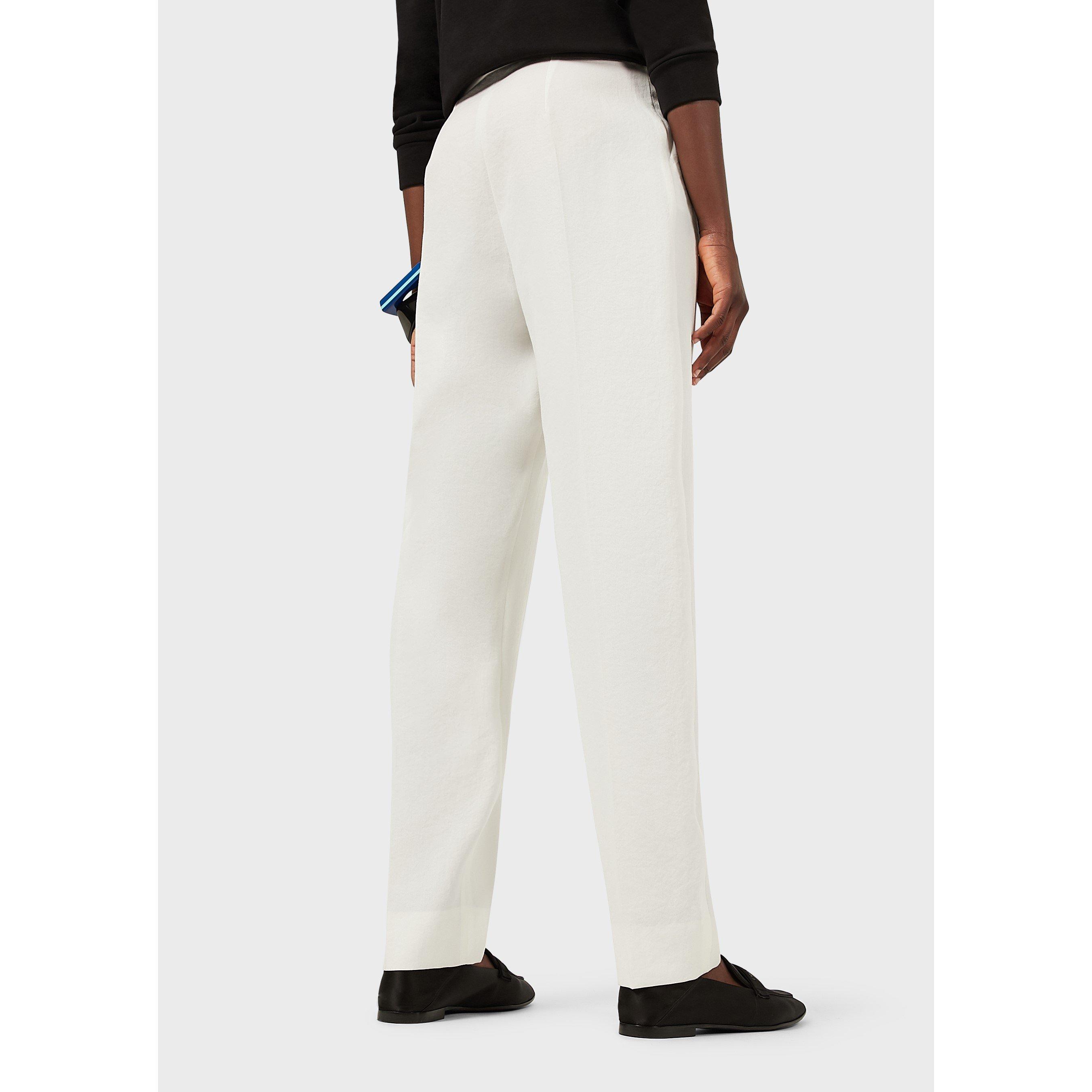 White - Emporio Armani - Women's Darted Pleated Trousers - 2