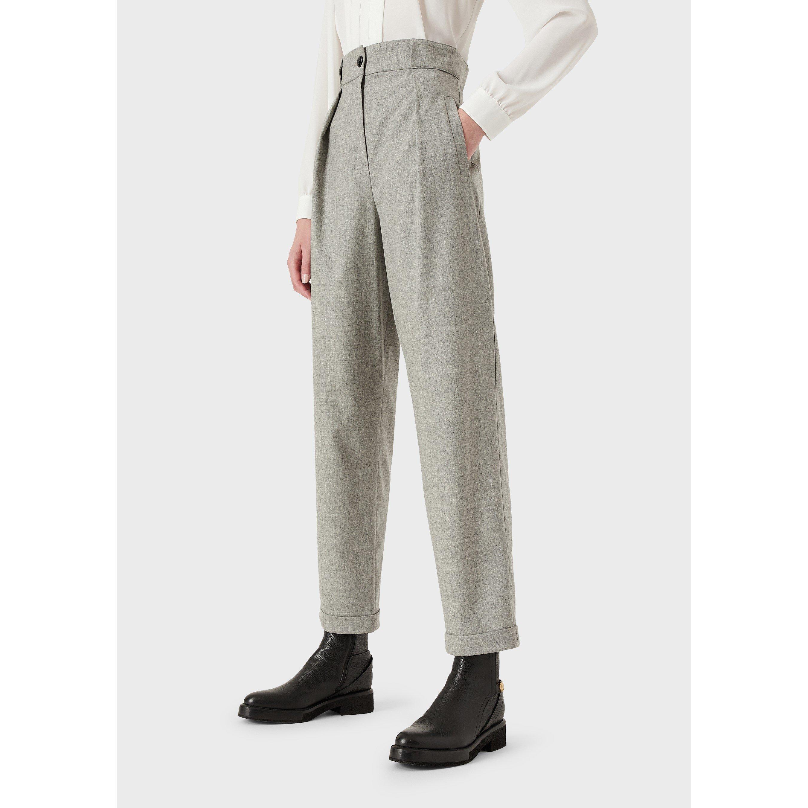 Grey - Emporio Armani - Women's Darted Pleated Trousers - 1