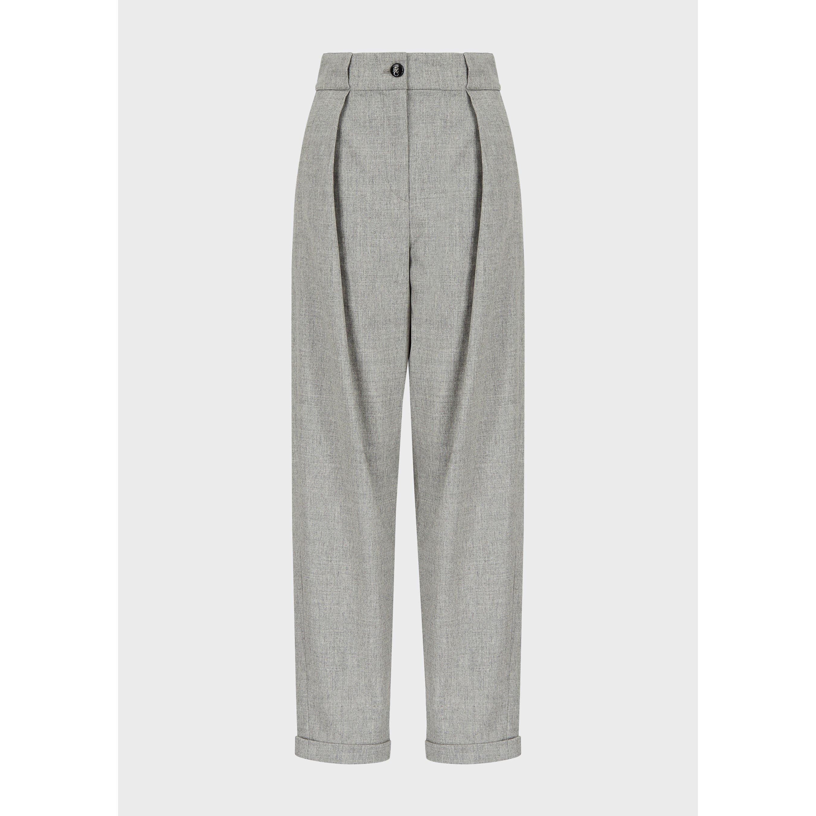 Grey - Emporio Armani - Women's Darted Pleated Trousers - 4