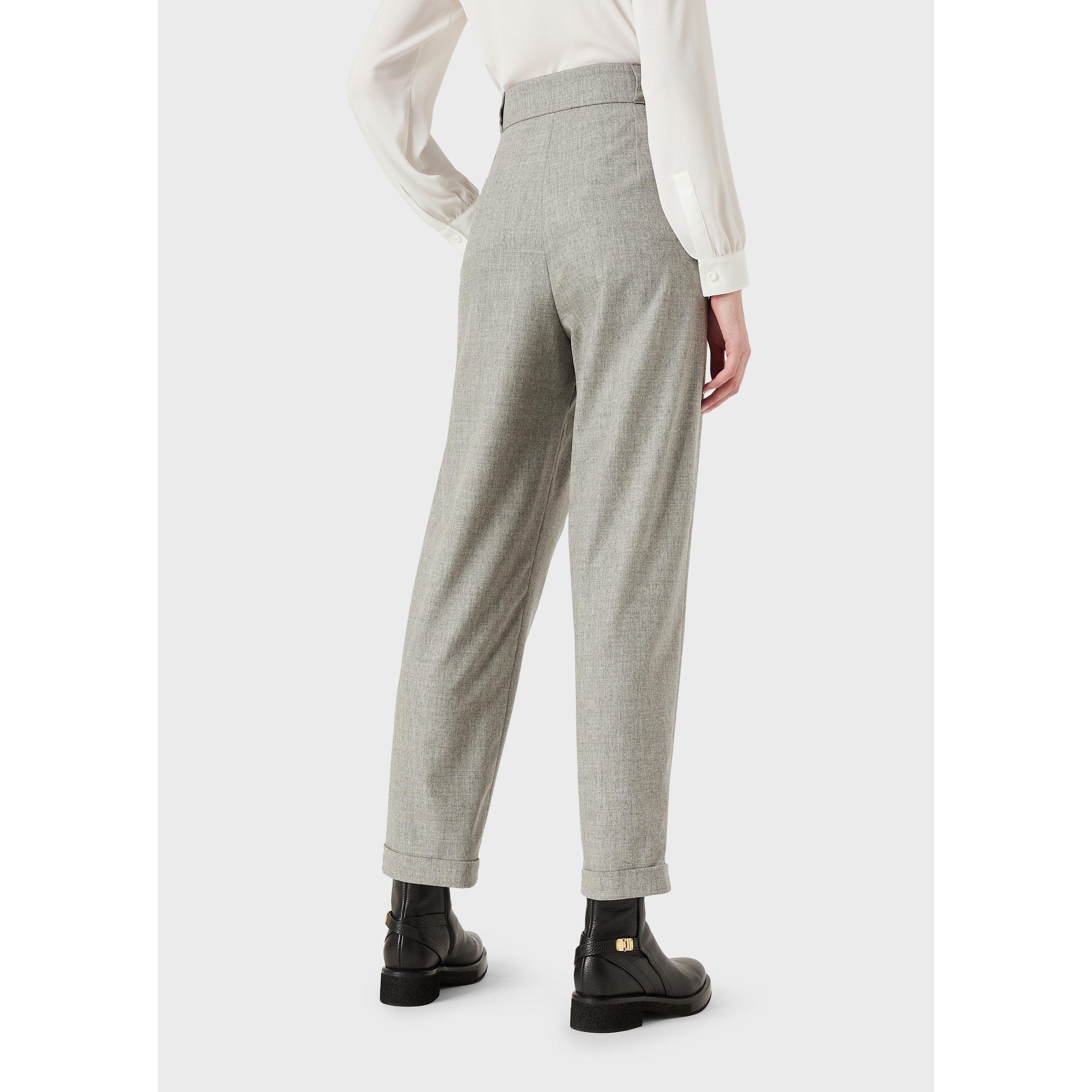 Grey - Emporio Armani - Women's Darted Pleated Trousers - 2