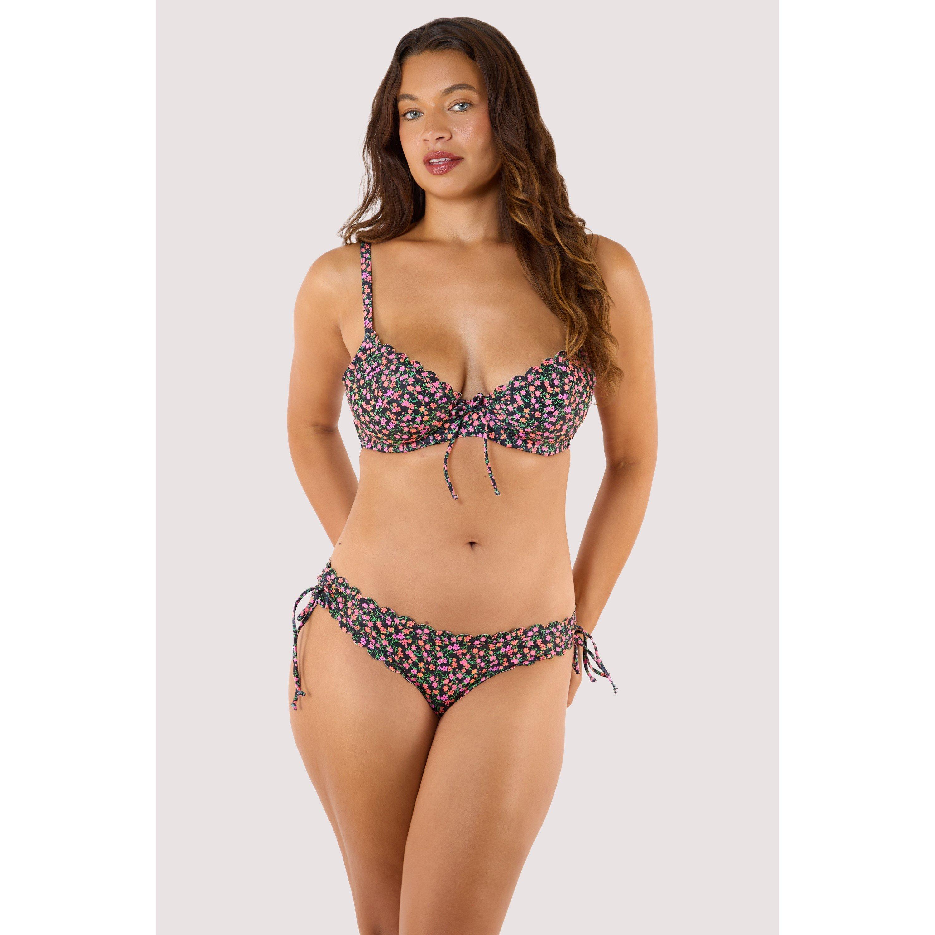 Black - Peek and Beau - Vera Black Ditsy Scallop Underwired Bikini Top - 4