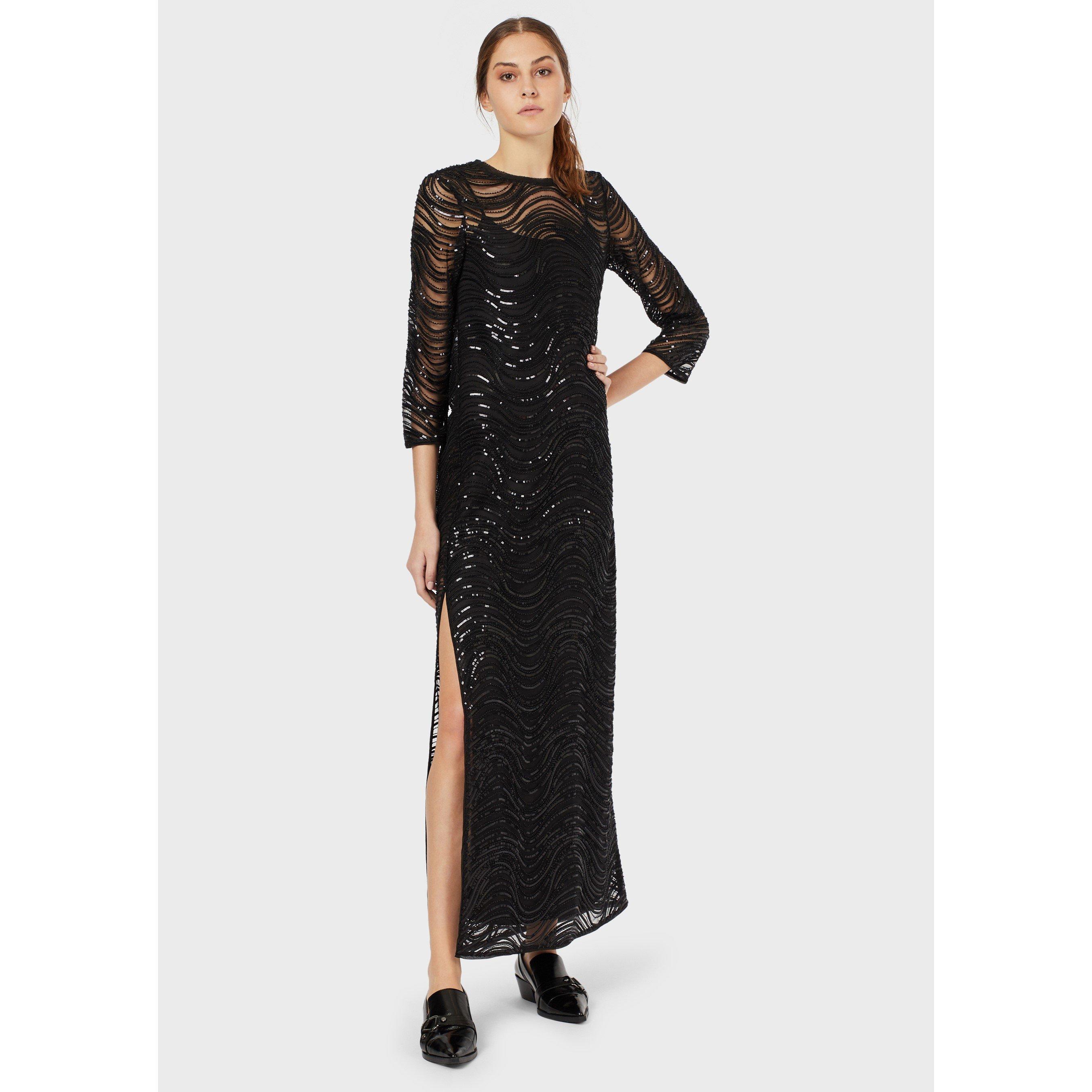 Black - Emporio Armani - Women's Lace Textured Maxi Dress - 1