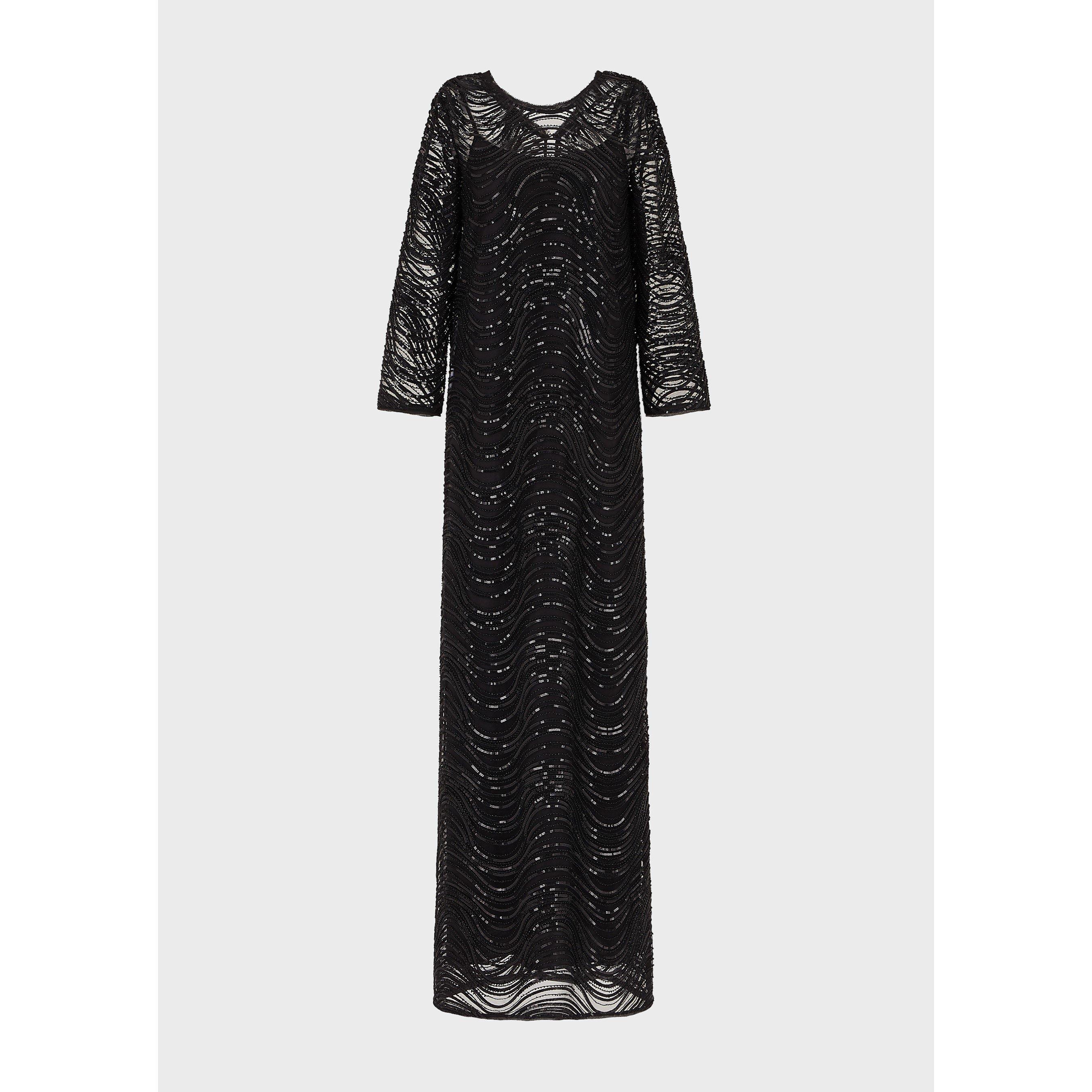 Black - Emporio Armani - Women's Lace Textured Maxi Dress - 6
