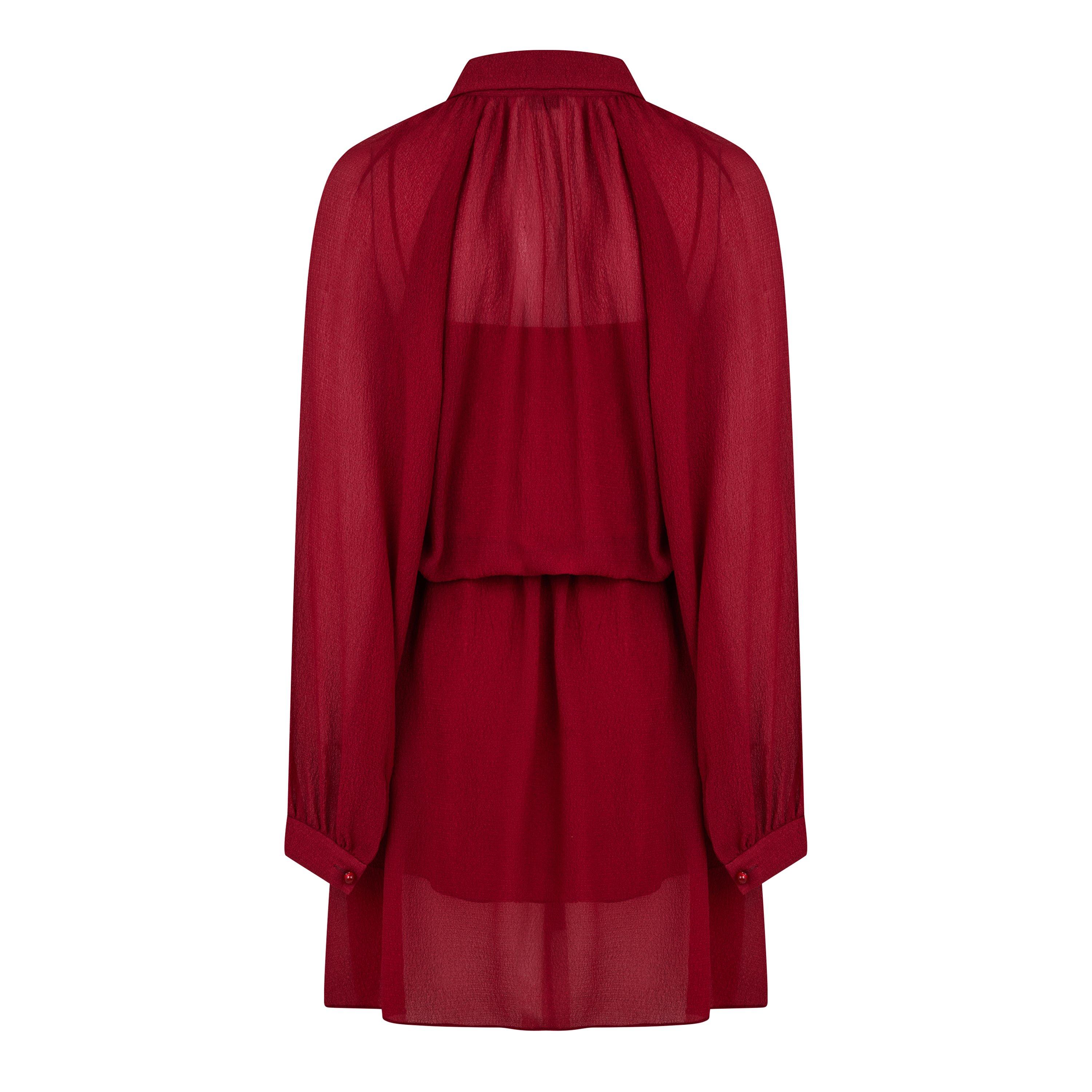 Red - Emporio Armani - Women's Drape Mini Tea Dress - 2