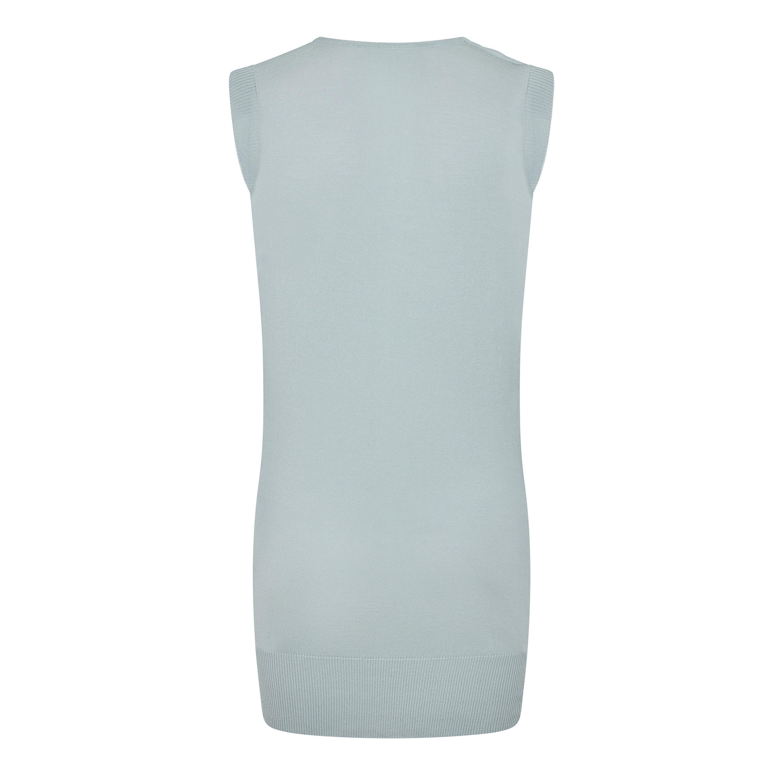 Sky Blue Grey - Emporio Armani - Women's Cowl Neck Sleeveless Shirt - 2