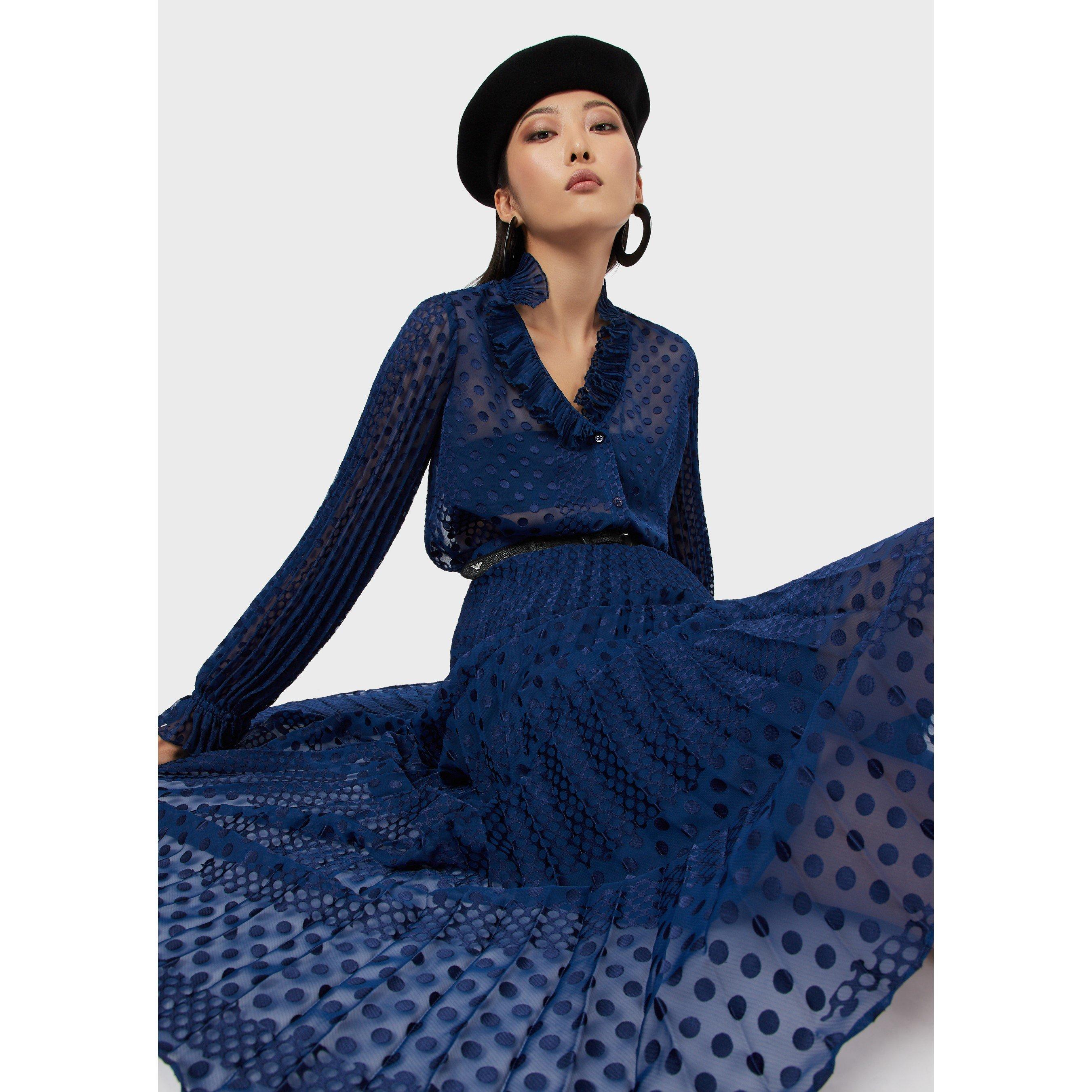 Royal Blue - Emporio Armani - Women's Pleated Maxi Skirt - 3