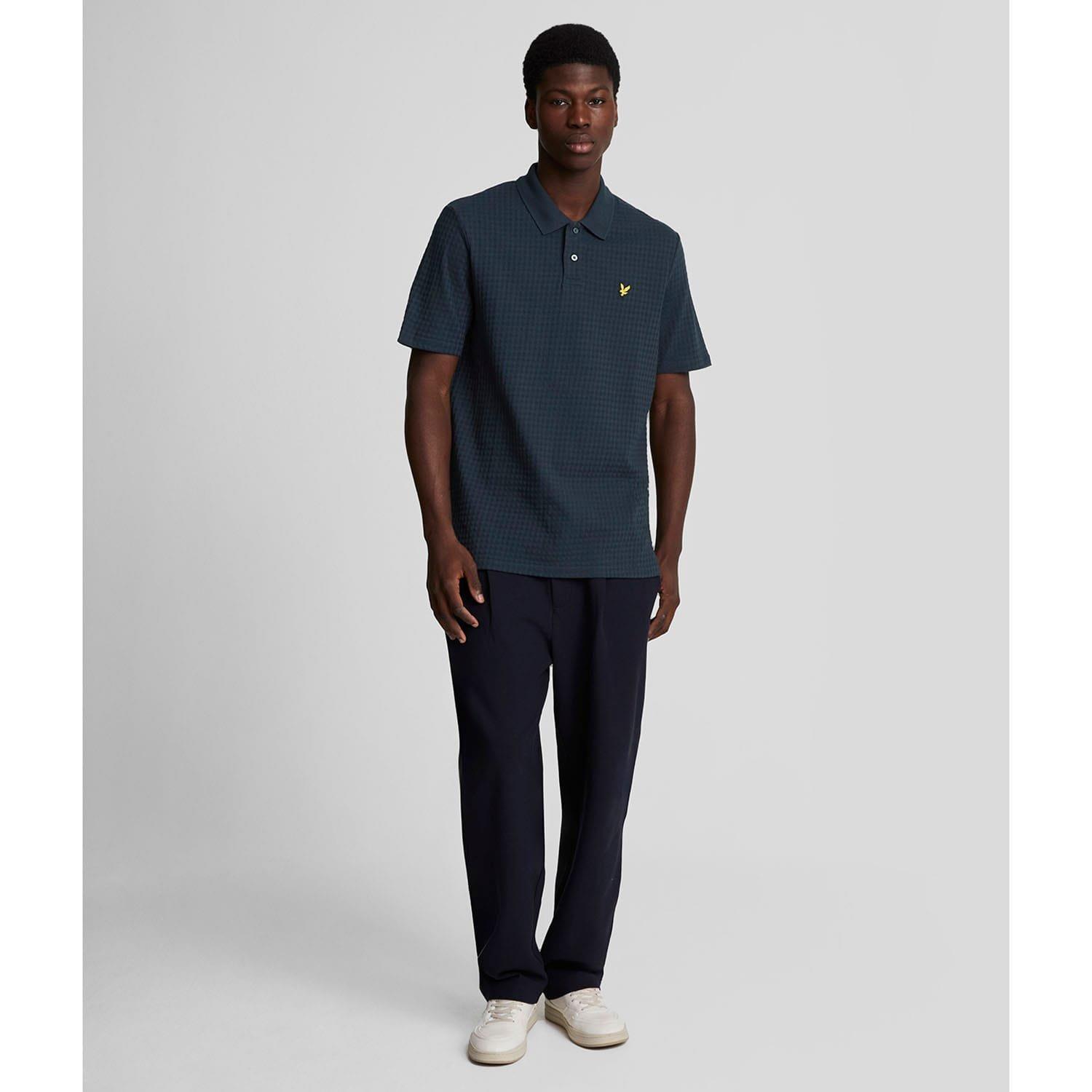 Blue - Lyle and Scott - Micro Argyle Polo Shirt - 2