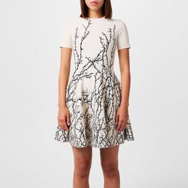 Alexander McQueen Cream Dress With Decorative Pattern