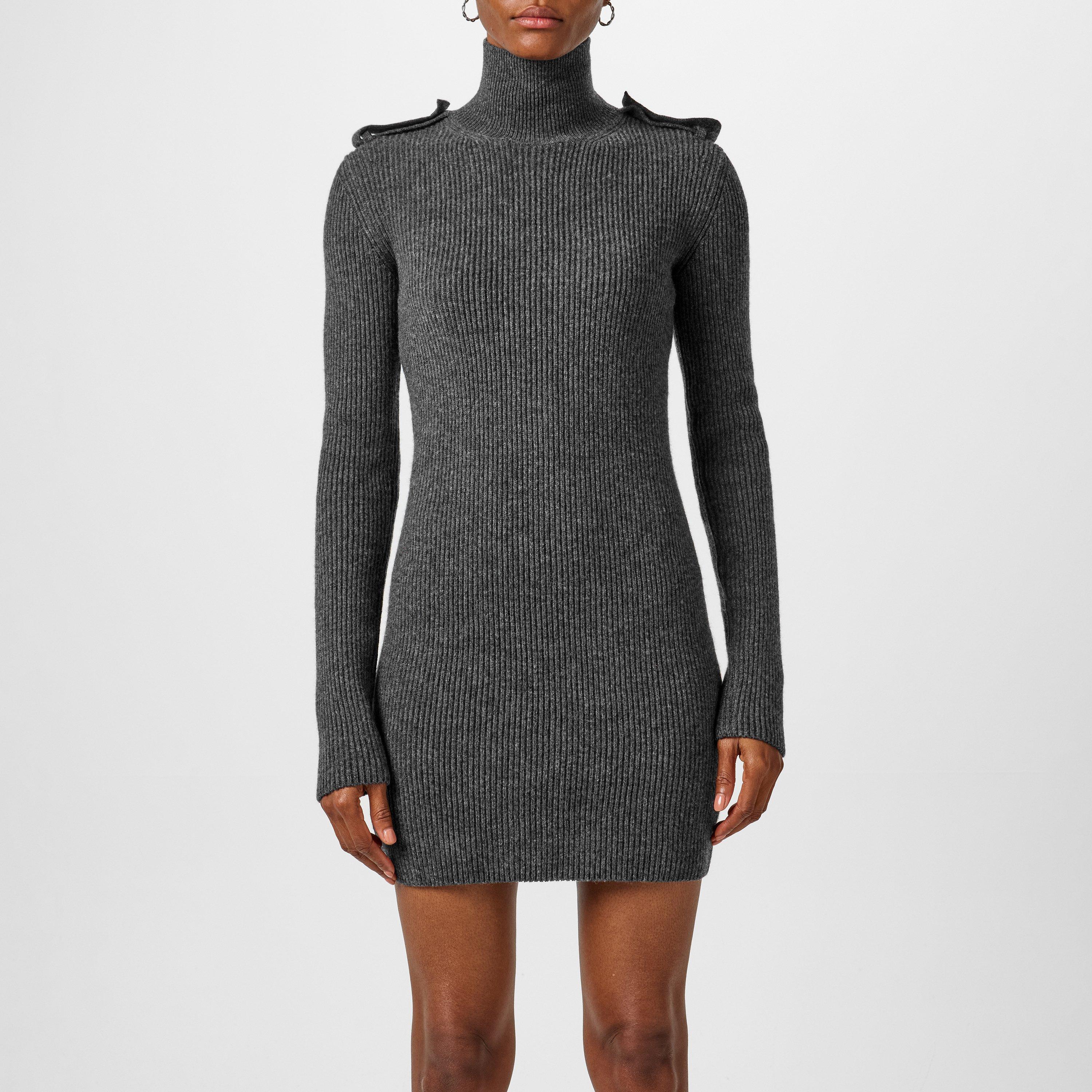 GREY MELANGE - Alexander McQueen - Ribbed Mini Dress - 1