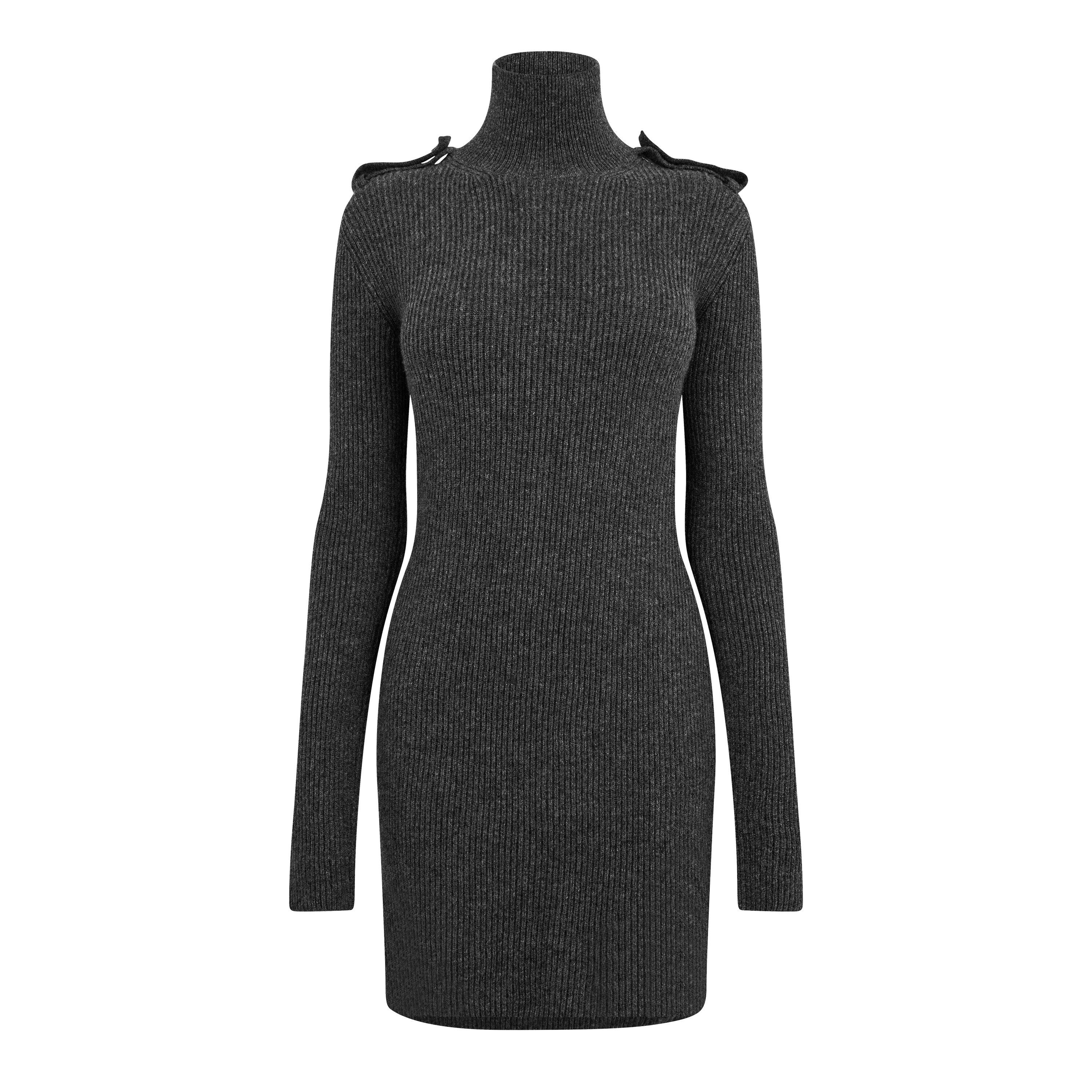 GREY MELANGE - Alexander McQueen - Ribbed Mini Dress - 5