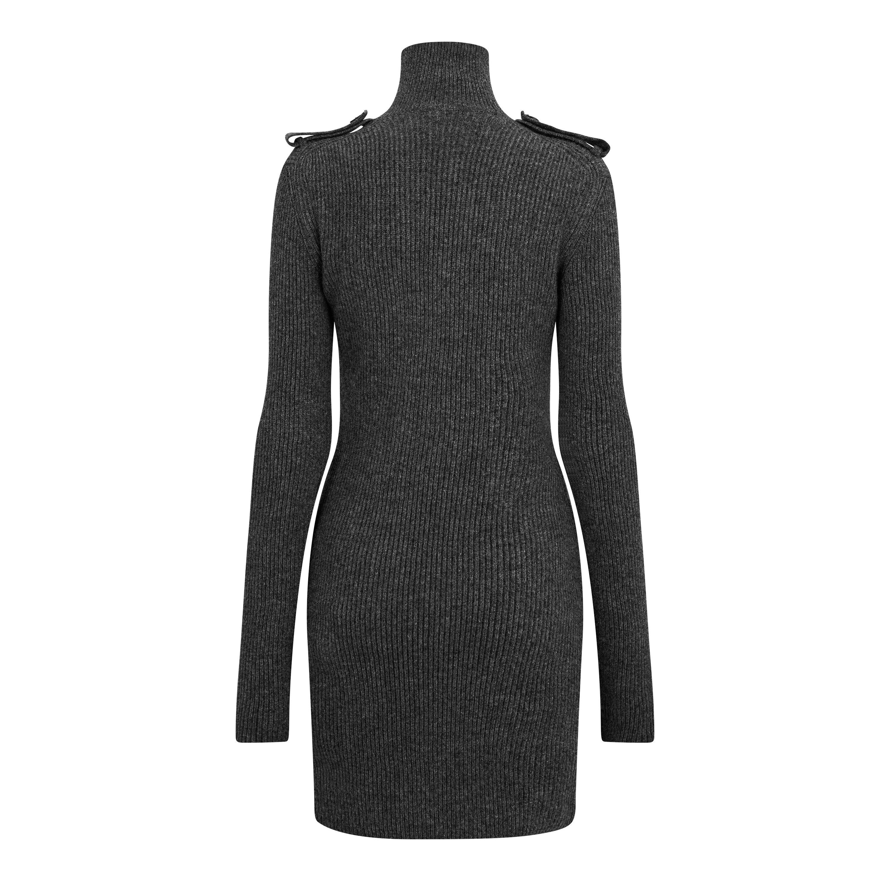 GREY MELANGE - Alexander McQueen - Ribbed Mini Dress - 6