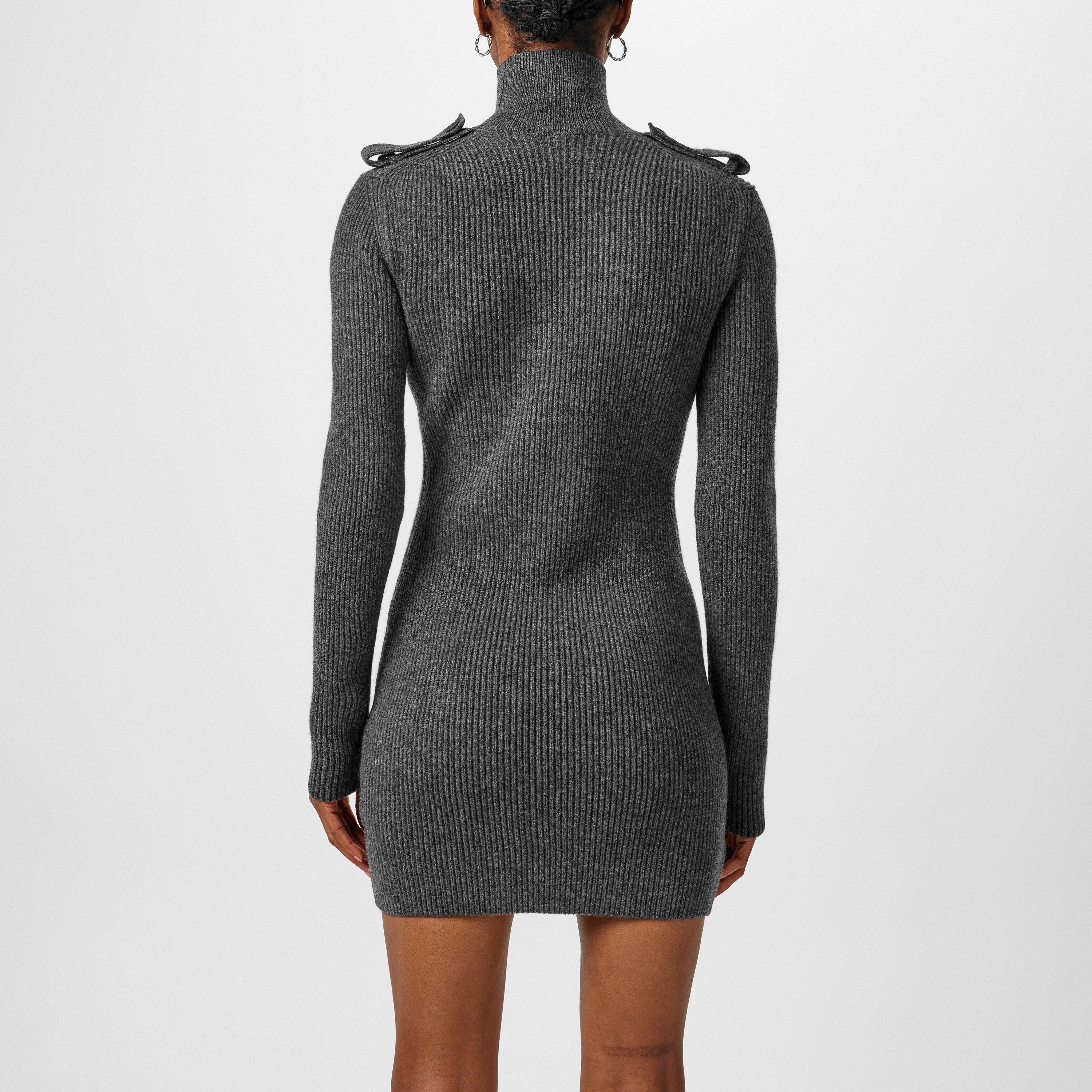 GREY MELANGE - Alexander McQueen - Ribbed Mini Dress - 3