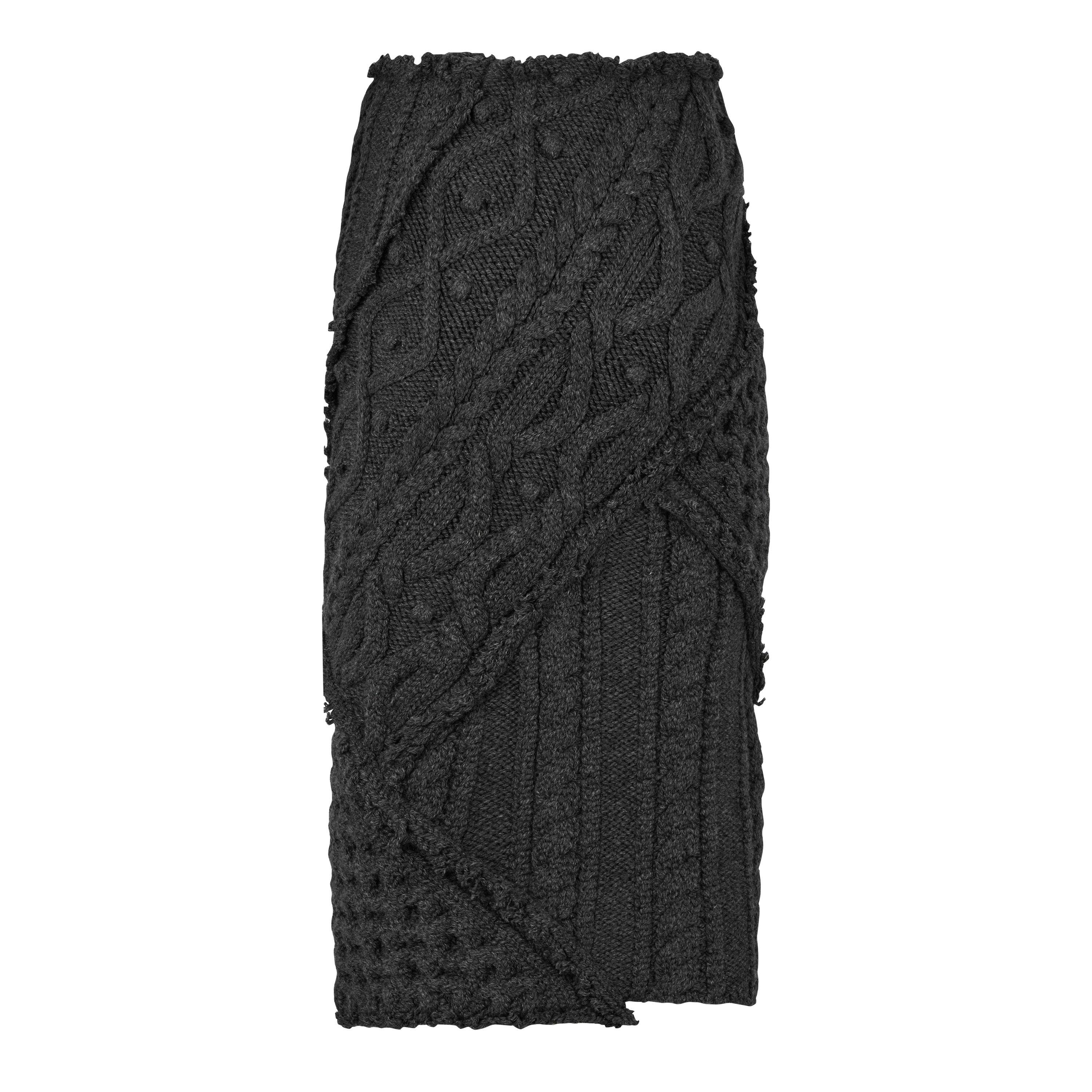 スカート alexander mcqueen FW23 KNIT PENCIL SKIRT (768608_Q1A651000) Alexander McQueen Cable Knit Pencil Skirt | REVERSIBLE