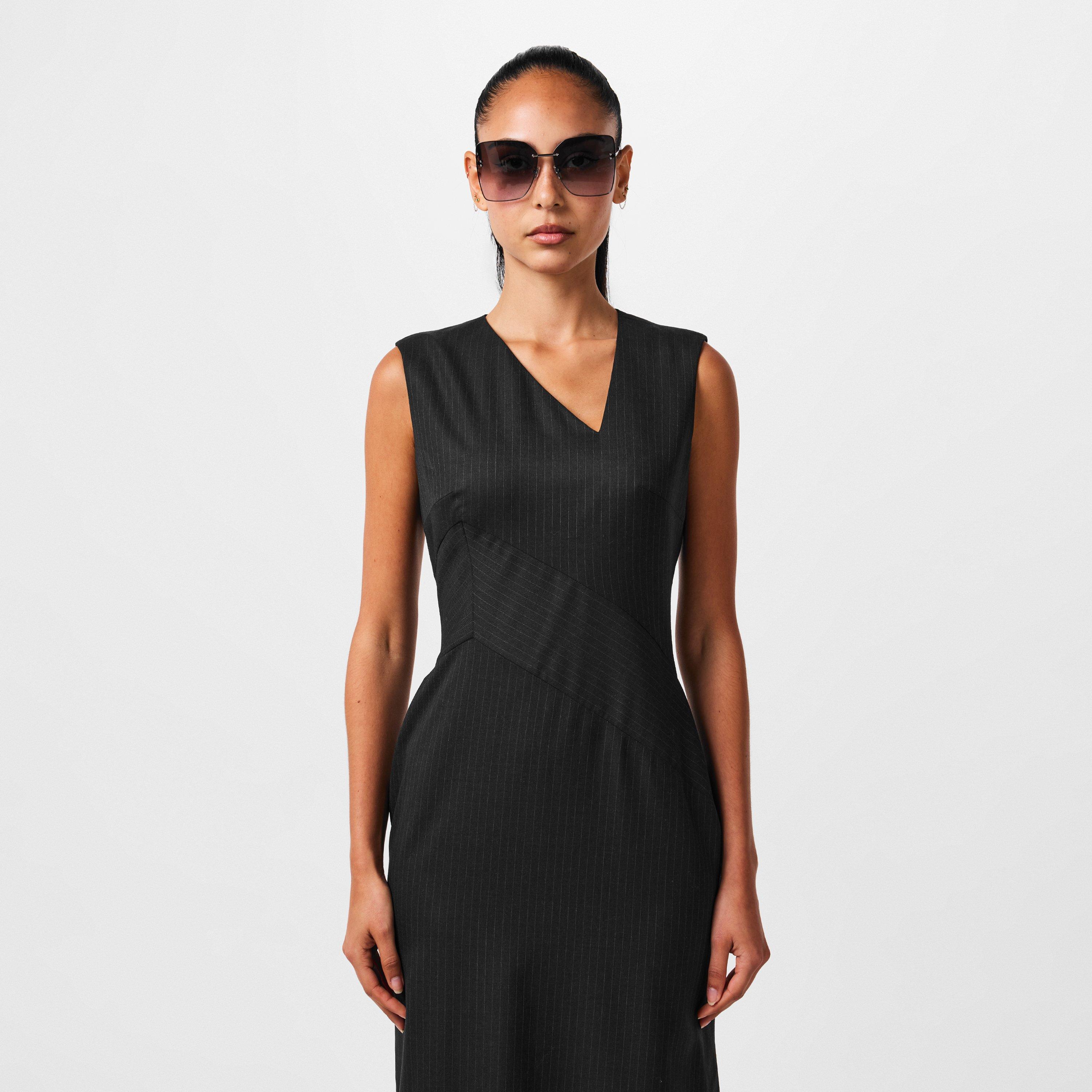 GREY - Alexander McQueen - Alexander Mcqueen Pinstriped Midi Dress - 4