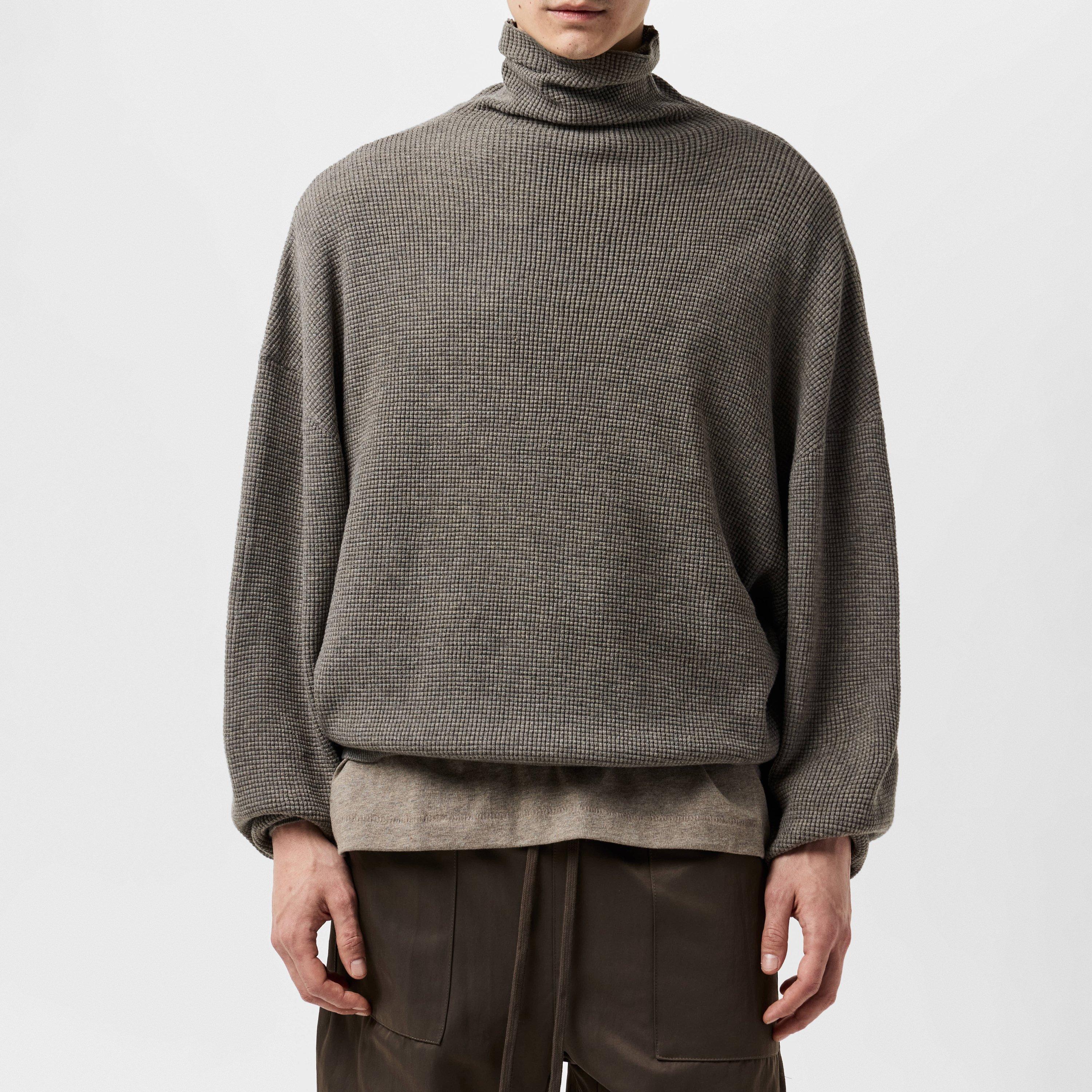 Grey - Fear Of God Essentials - Men's Heavy Waffle Crew Neck Jumper - 1