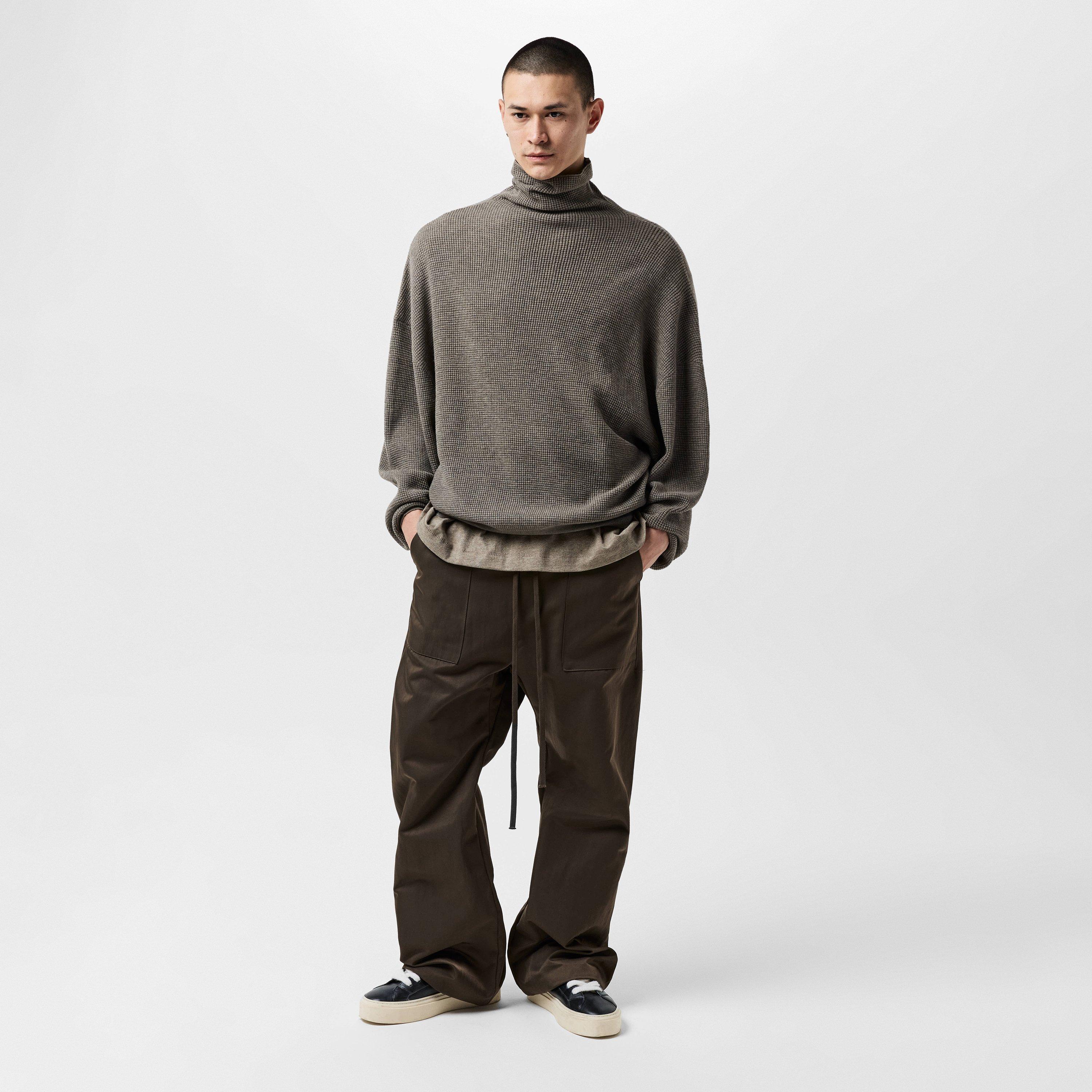 Grey - Fear Of God Essentials - Men's Heavy Waffle Crew Neck Jumper - 4