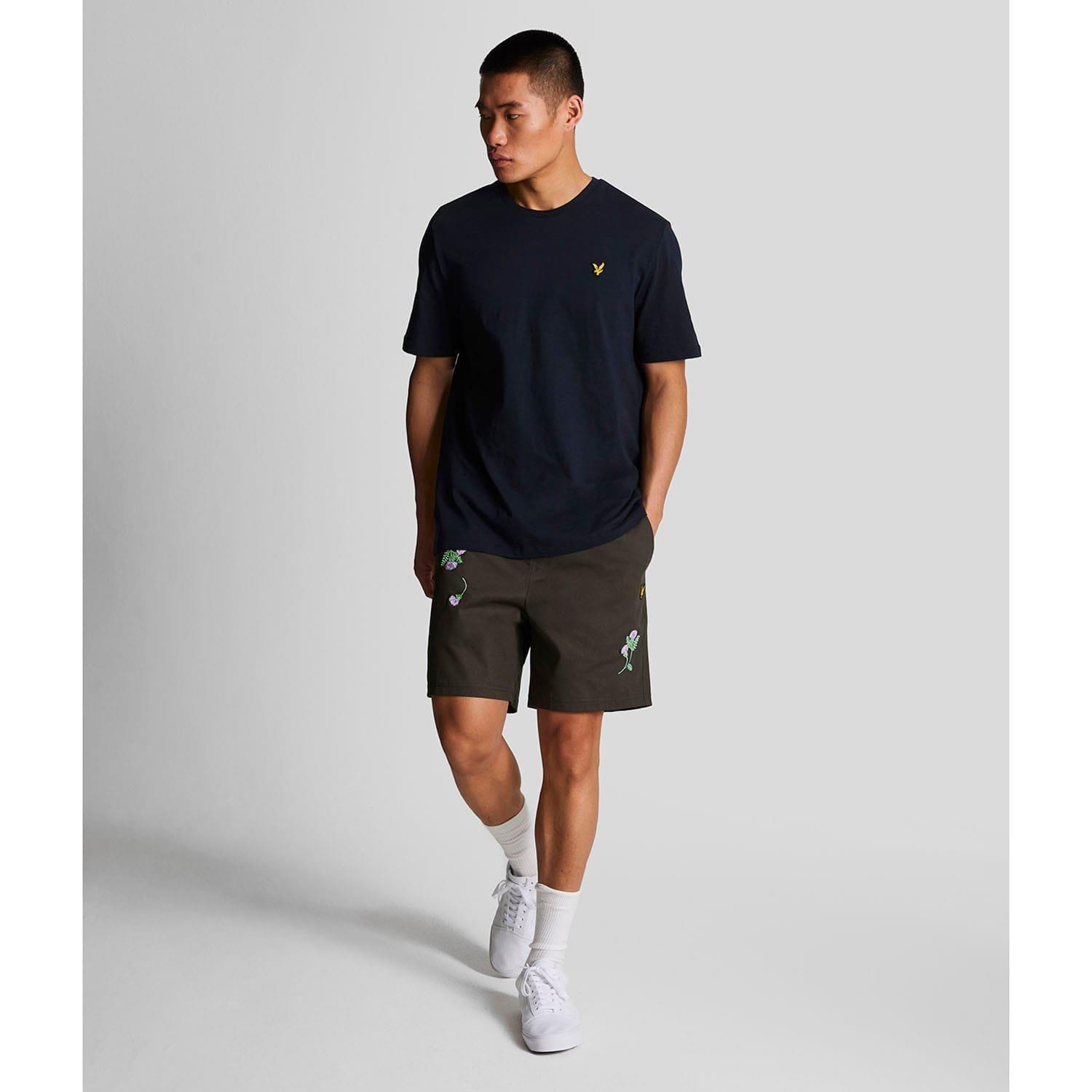 Gunmetal - Lyle and Scott - Thistle Club Embroidered Shorts - 2