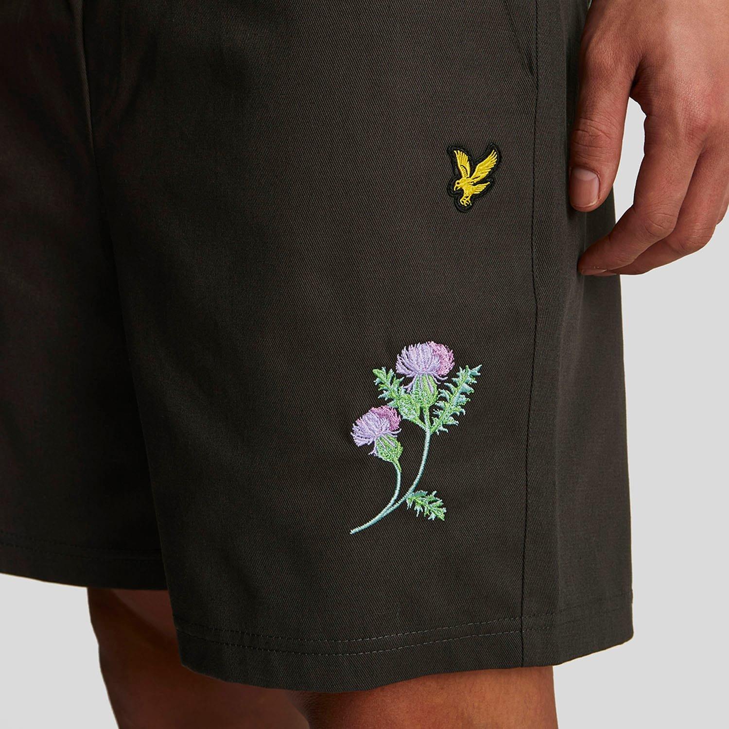 Gunmetal - Lyle and Scott - Thistle Club Embroidered Shorts - 4
