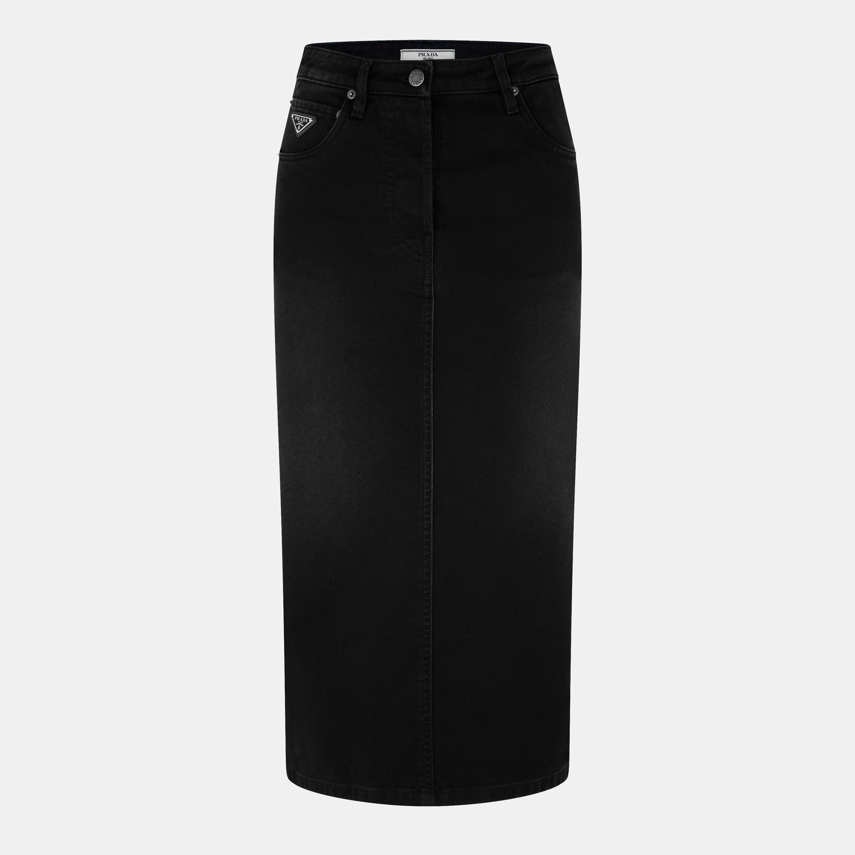 BLACK - Prada - Denim Midi Skirt - 1