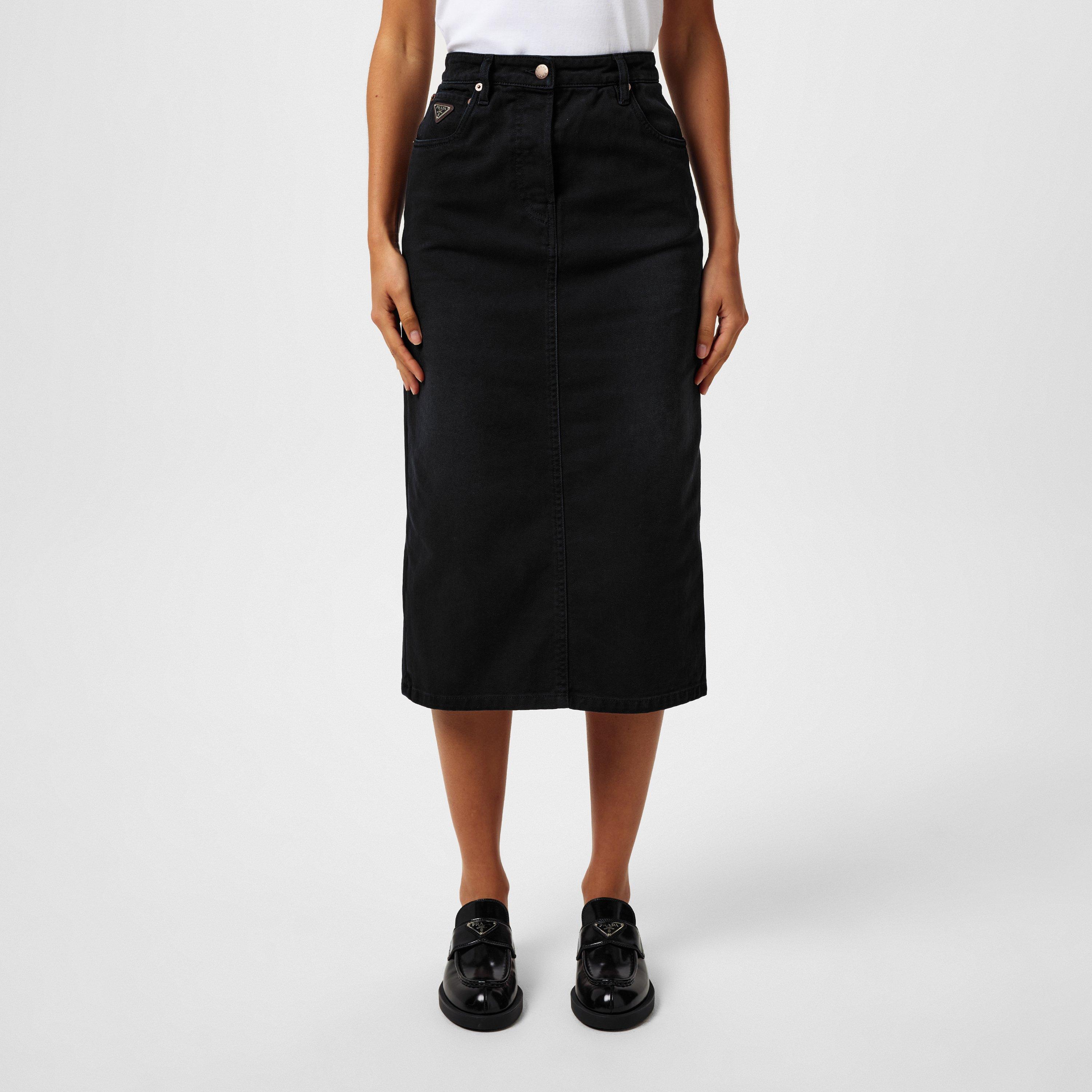 BLACK - Prada - Denim Midi Skirt - 3