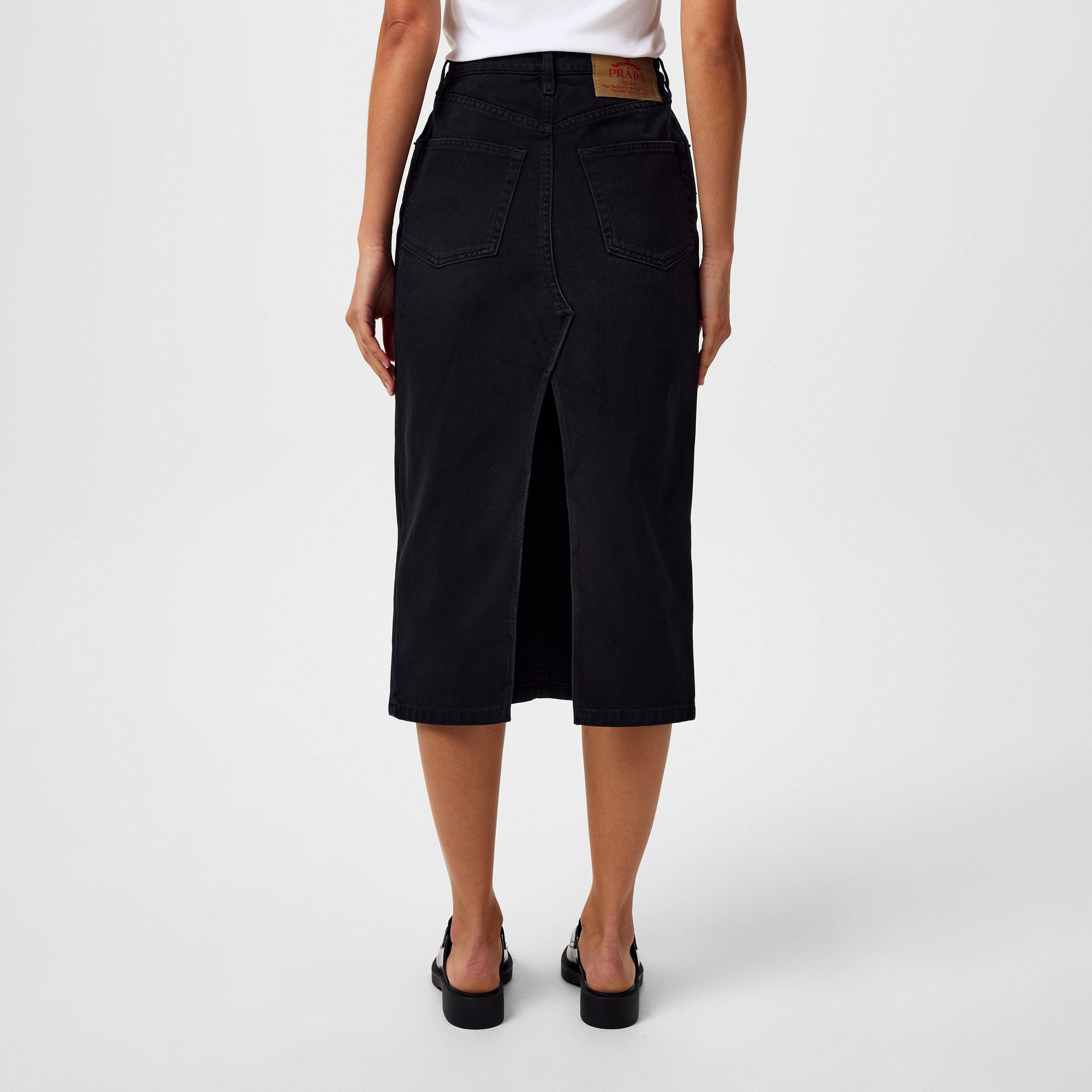 BLACK - Prada - Denim Midi Skirt - 4