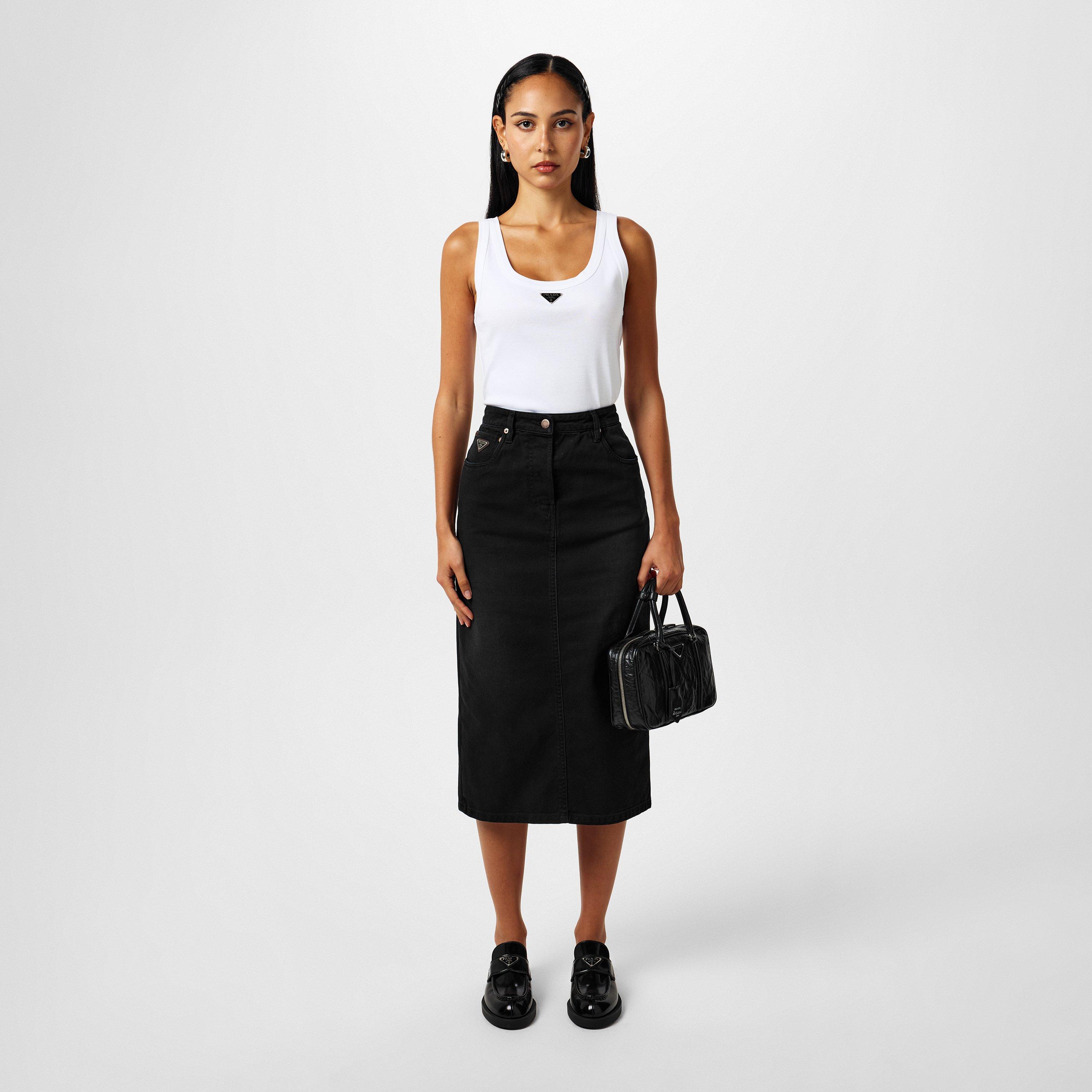 BLACK - Prada - Denim Midi Skirt - 6
