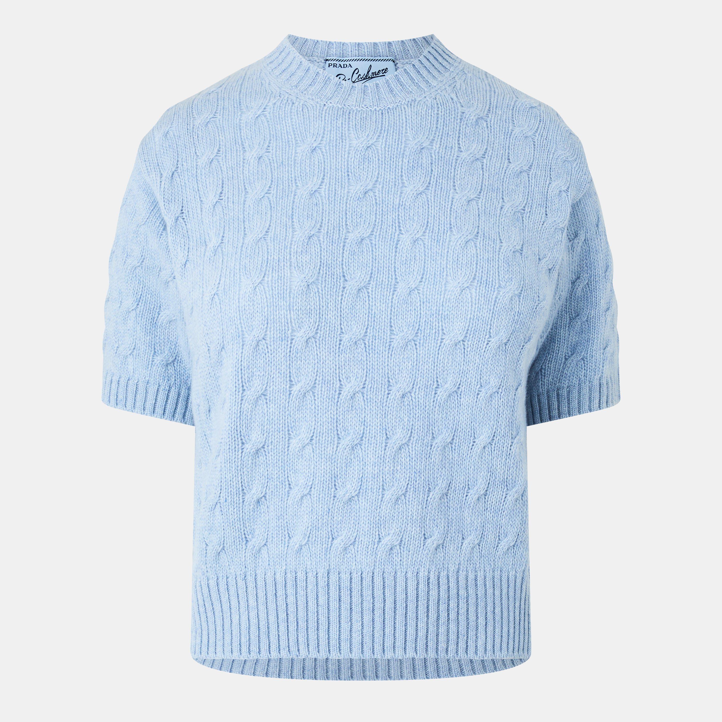 Prada Cable Knit Jumper - AZZURRO - Size 42 (UK 10)