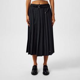 Prada Safety Pin Pleated Midi Skirt