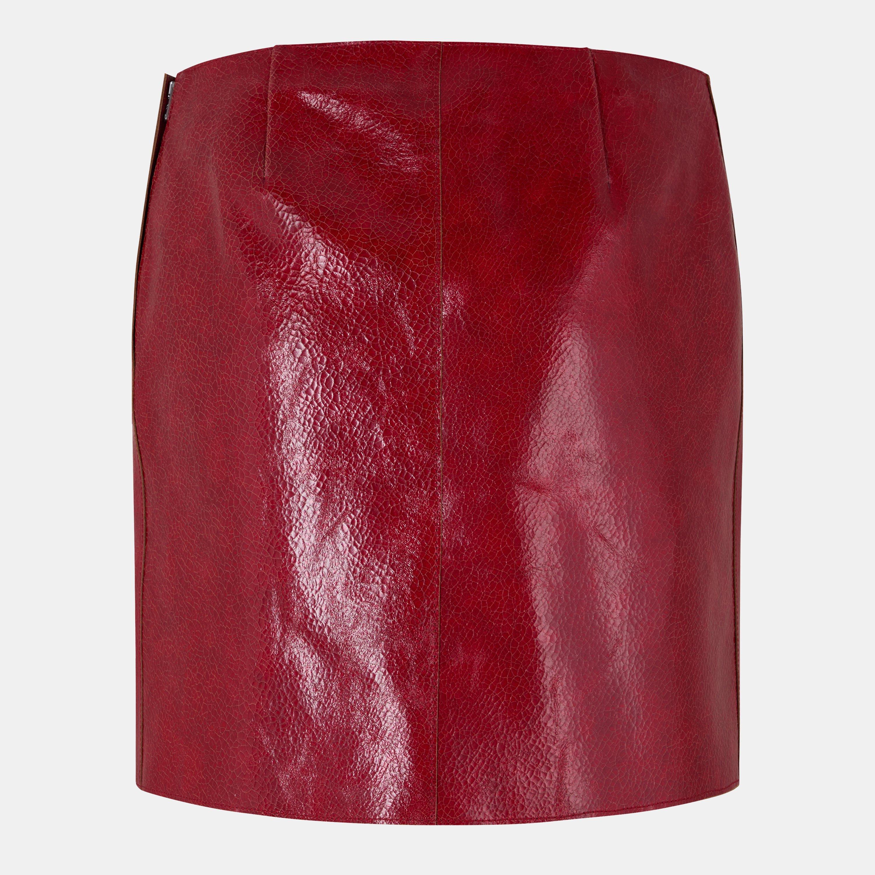 ROSSO - Prada - Craquelé Leather Mini Skirt - 2