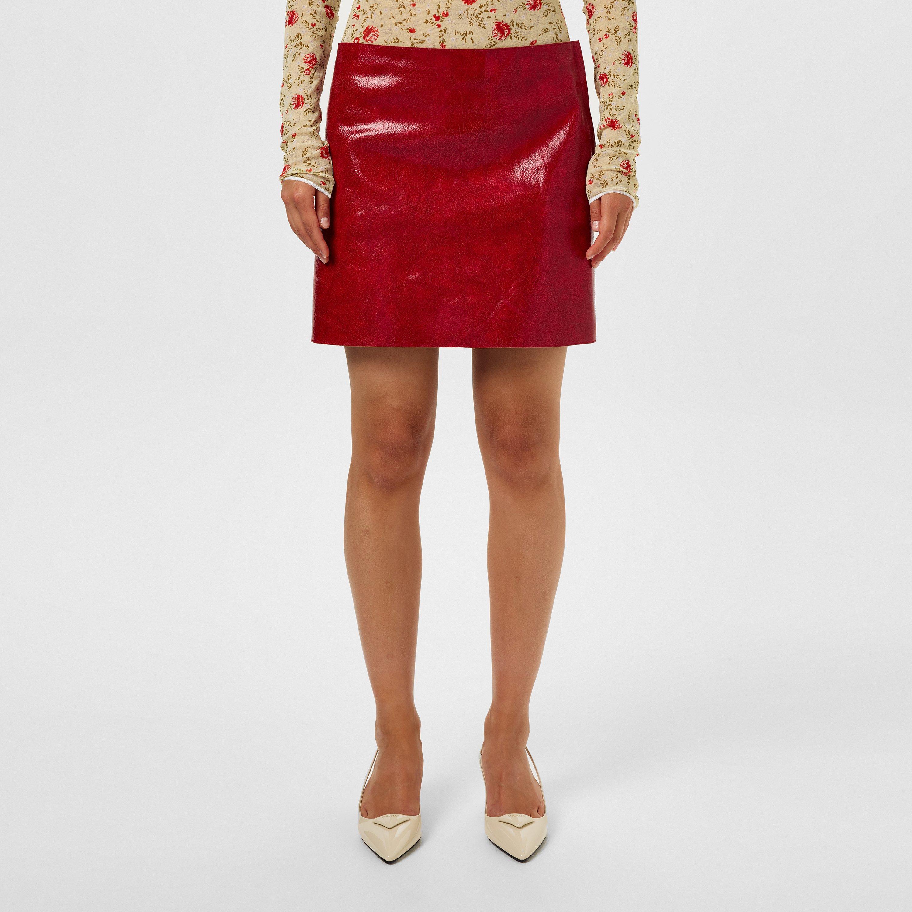 ROSSO - Prada - Craquelé Leather Mini Skirt - 3