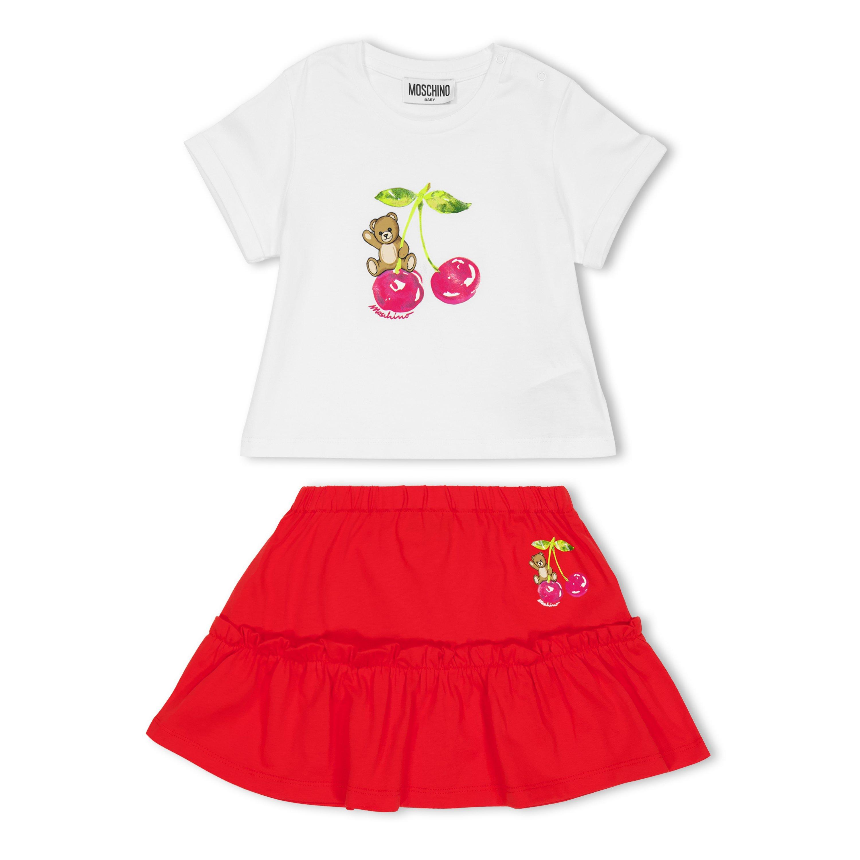 Moschino Kids' T-Shirt and Skirt Set - Wht Red 82298 - Size 3Y