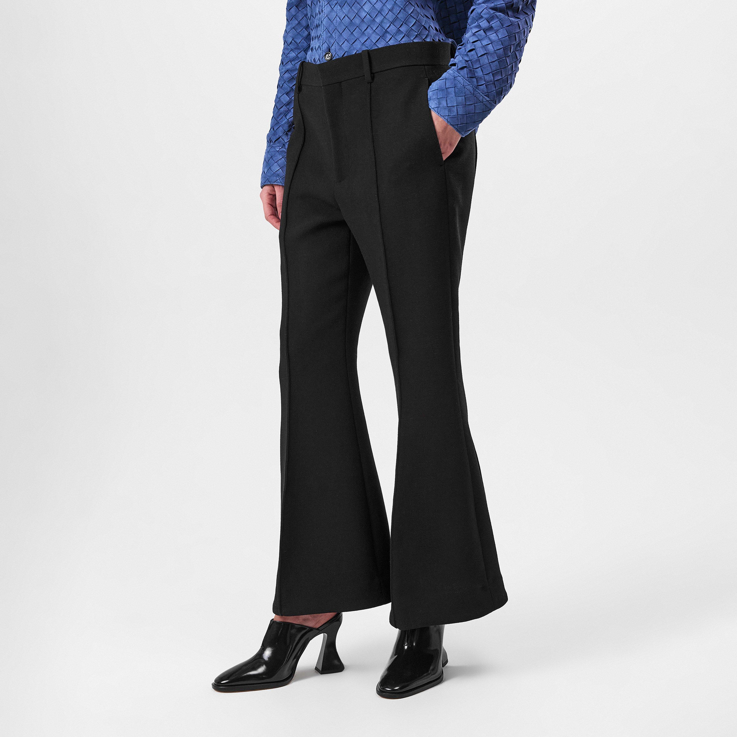 Black - Bottega Veneta - Women's Jersey Flared Trousers - 3
