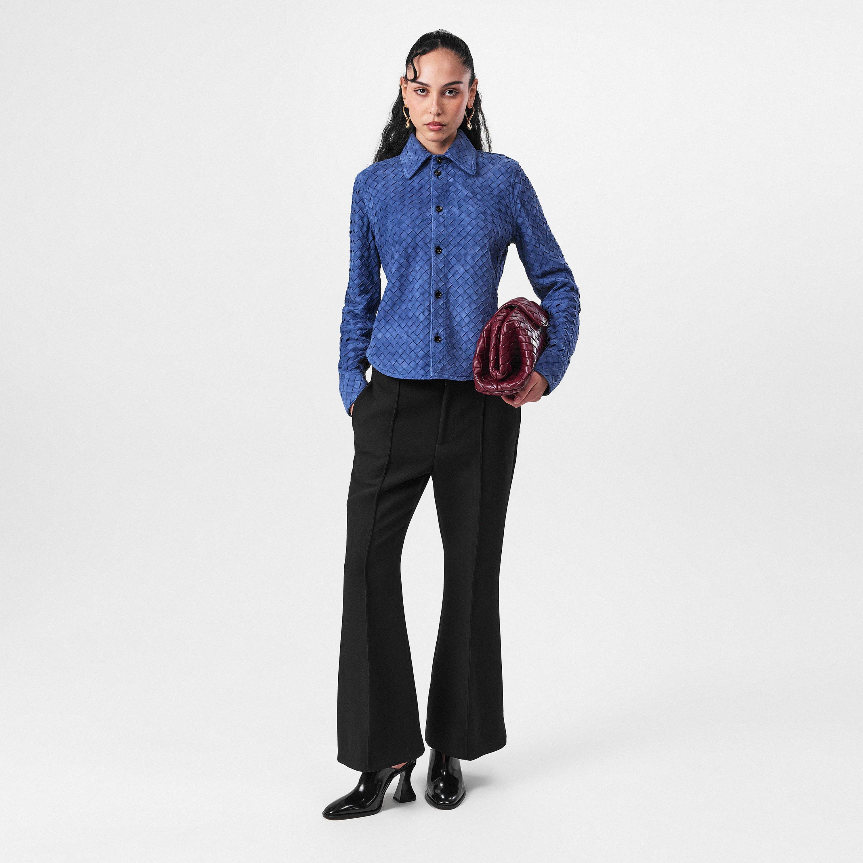 Black - Bottega Veneta - Women's Jersey Flared Trousers - 6