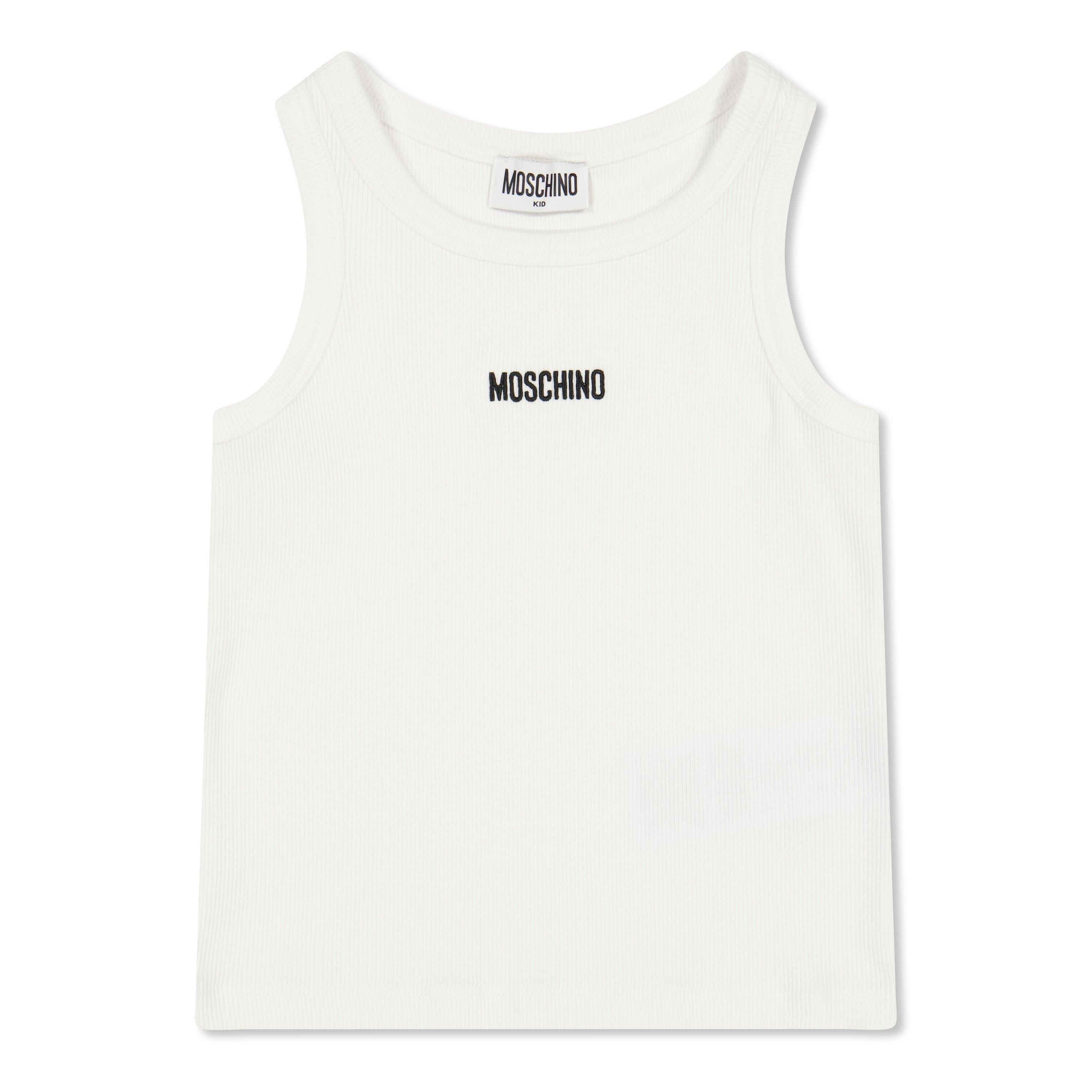 Moschino Kids' Logo T Short Sleeve Crop Top - White 10101 - Size 12Y