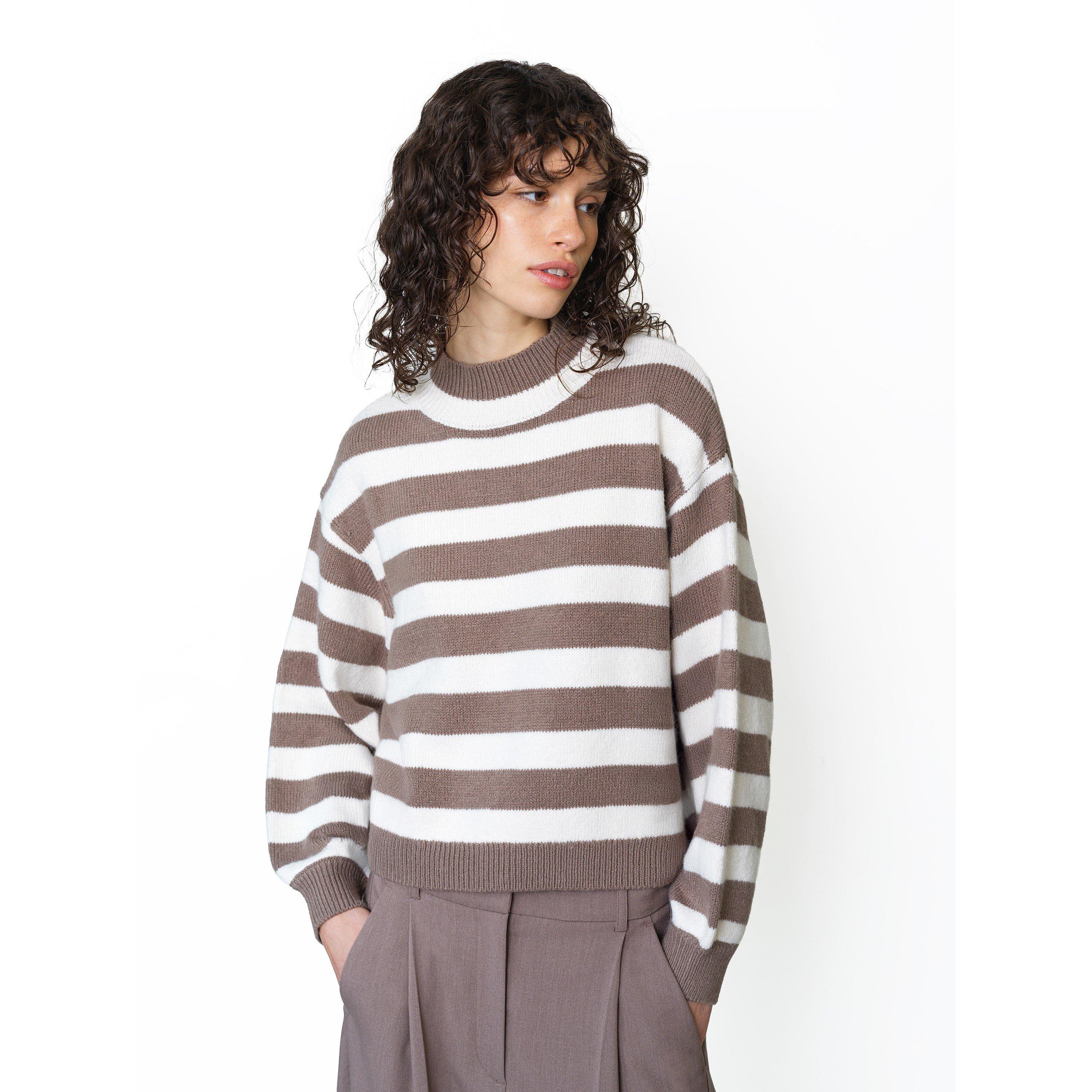 French Connection Women's Crew Neck Jumper - Taupe/Cream - 12 (M)