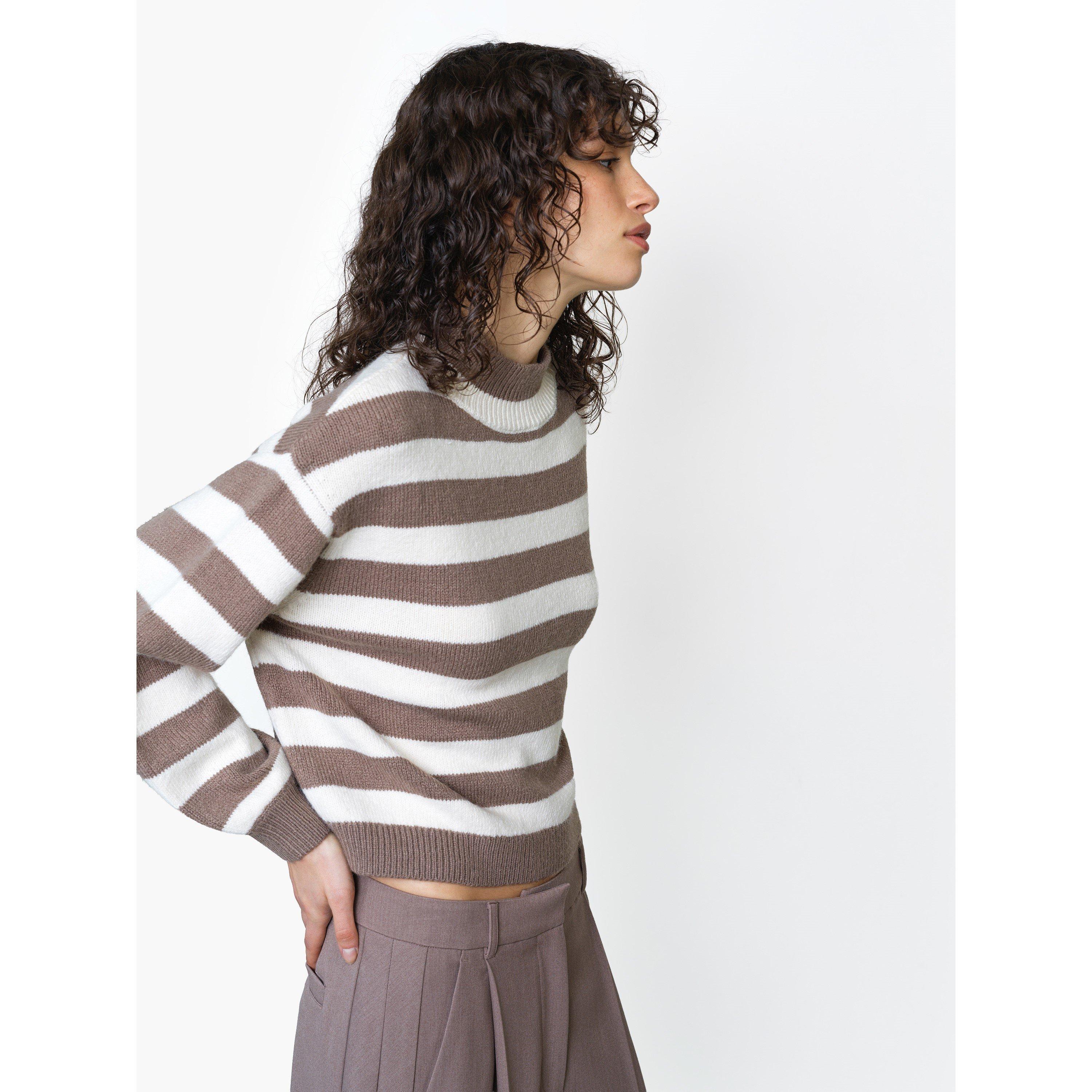 Taupe/Cream - French Connection - Women's Crew Neck Jumper - 3