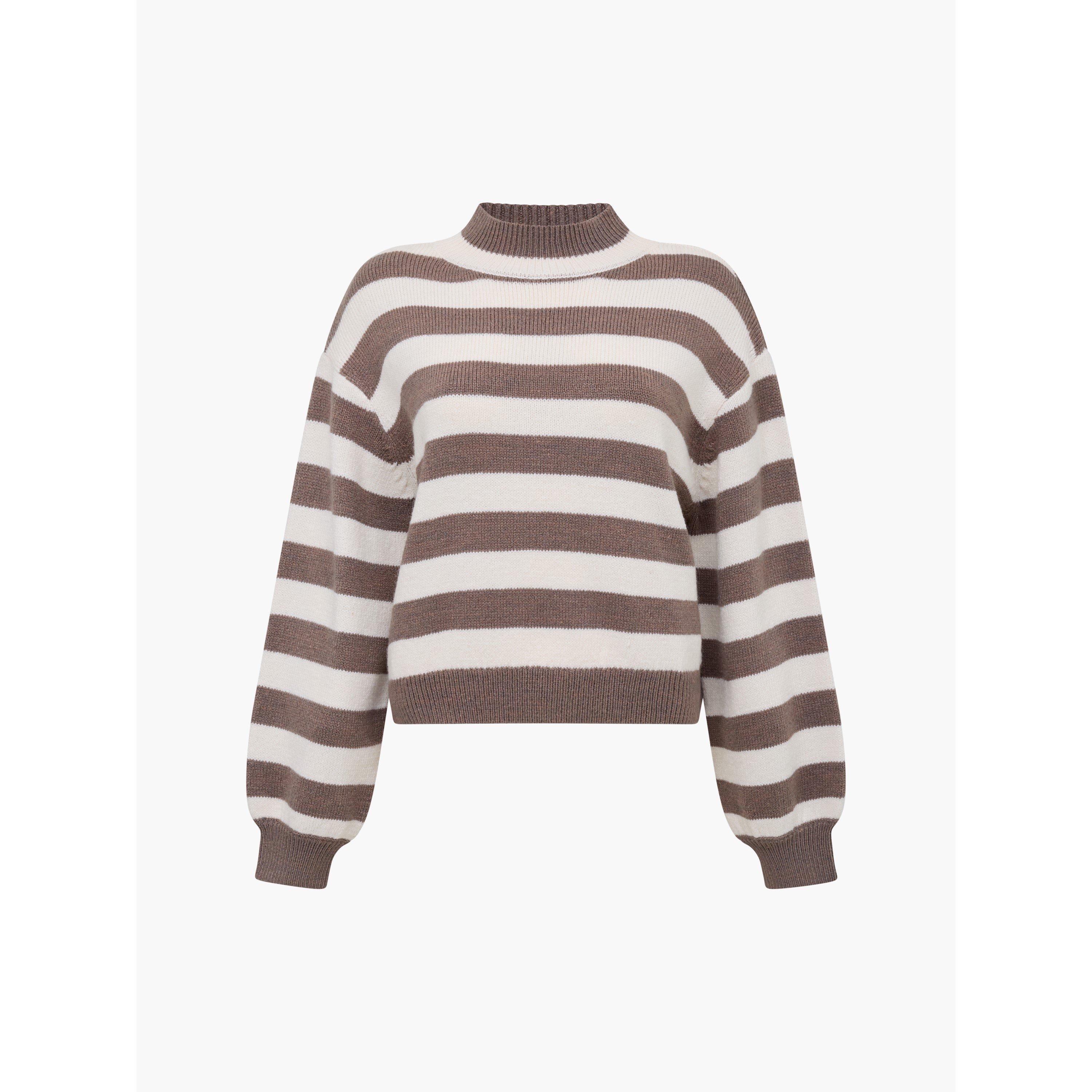 Taupe/Cream - French Connection - Women's Crew Neck Jumper - 5