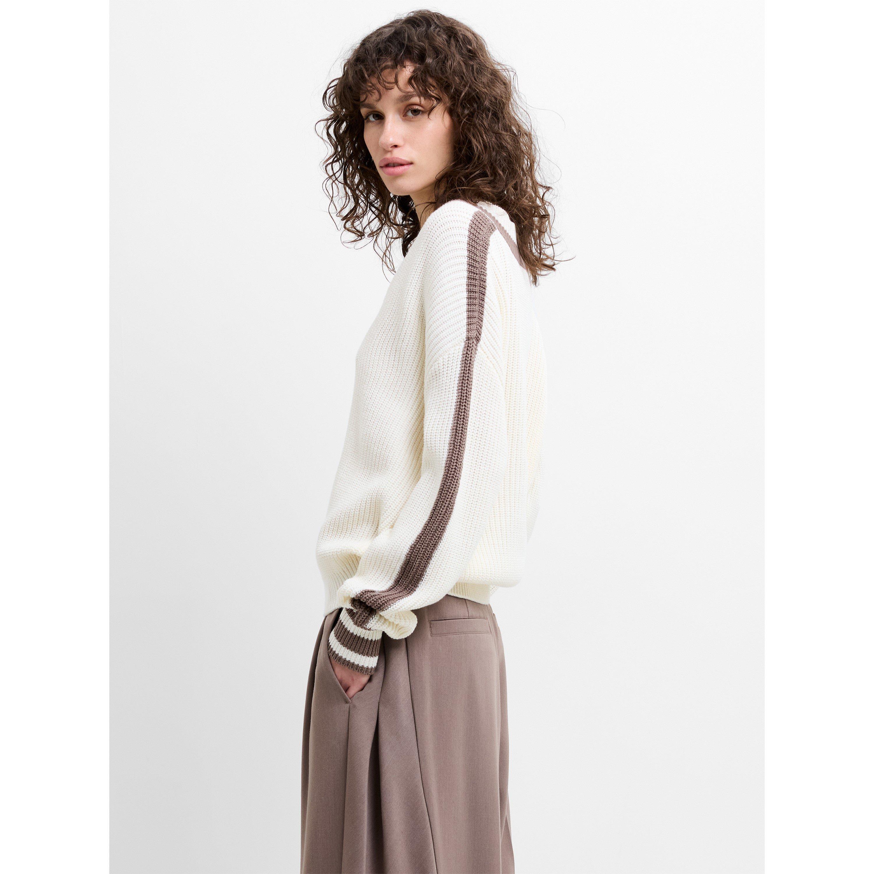 White/Taupe - French Connection - Women's Crew Neck Jumper - 2