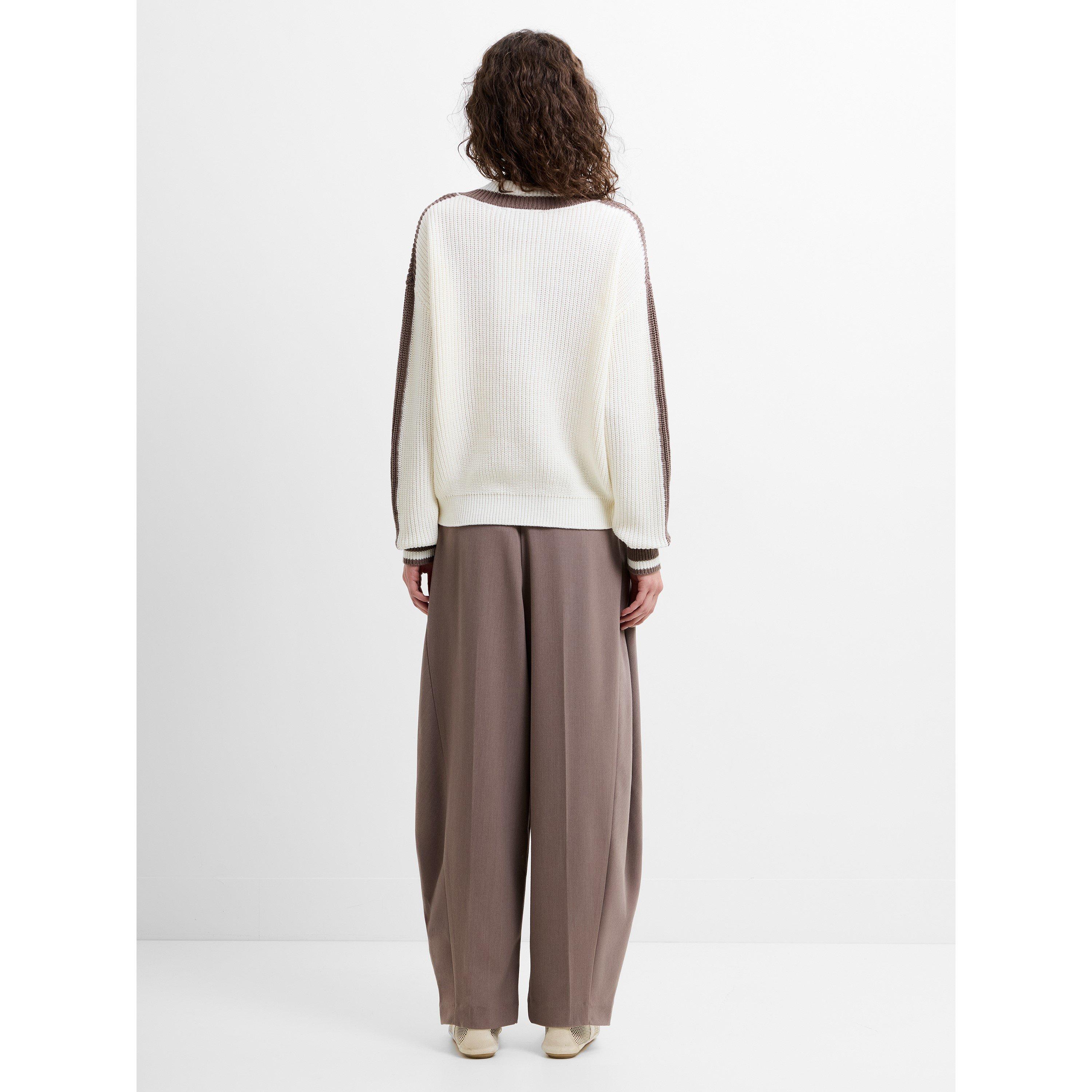 White/Taupe - French Connection - Women's Crew Neck Jumper - 4