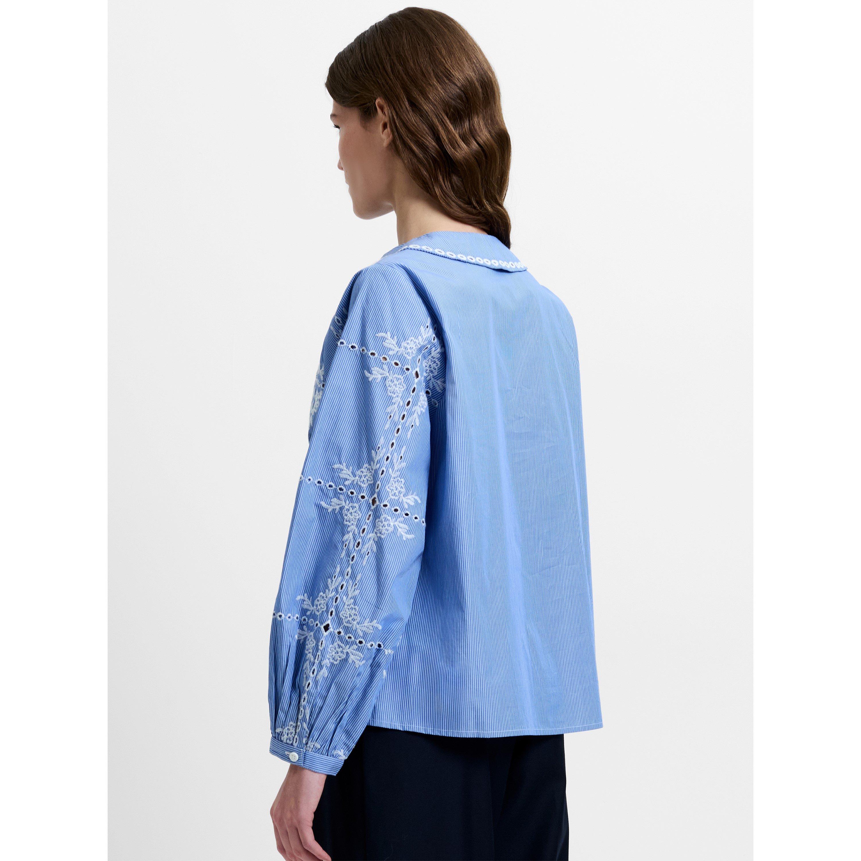 Blue/White - French Connection - Women's Long Sleeve Patterned Shirt - 4