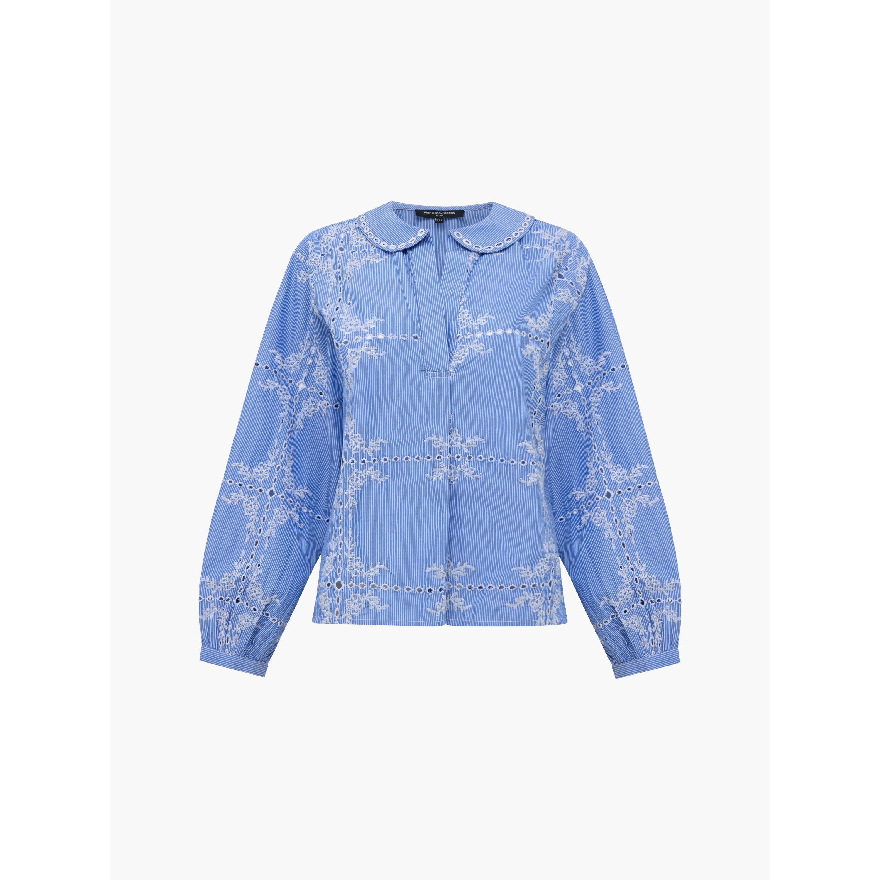 Blue/White - French Connection - Women's Long Sleeve Patterned Shirt - 5