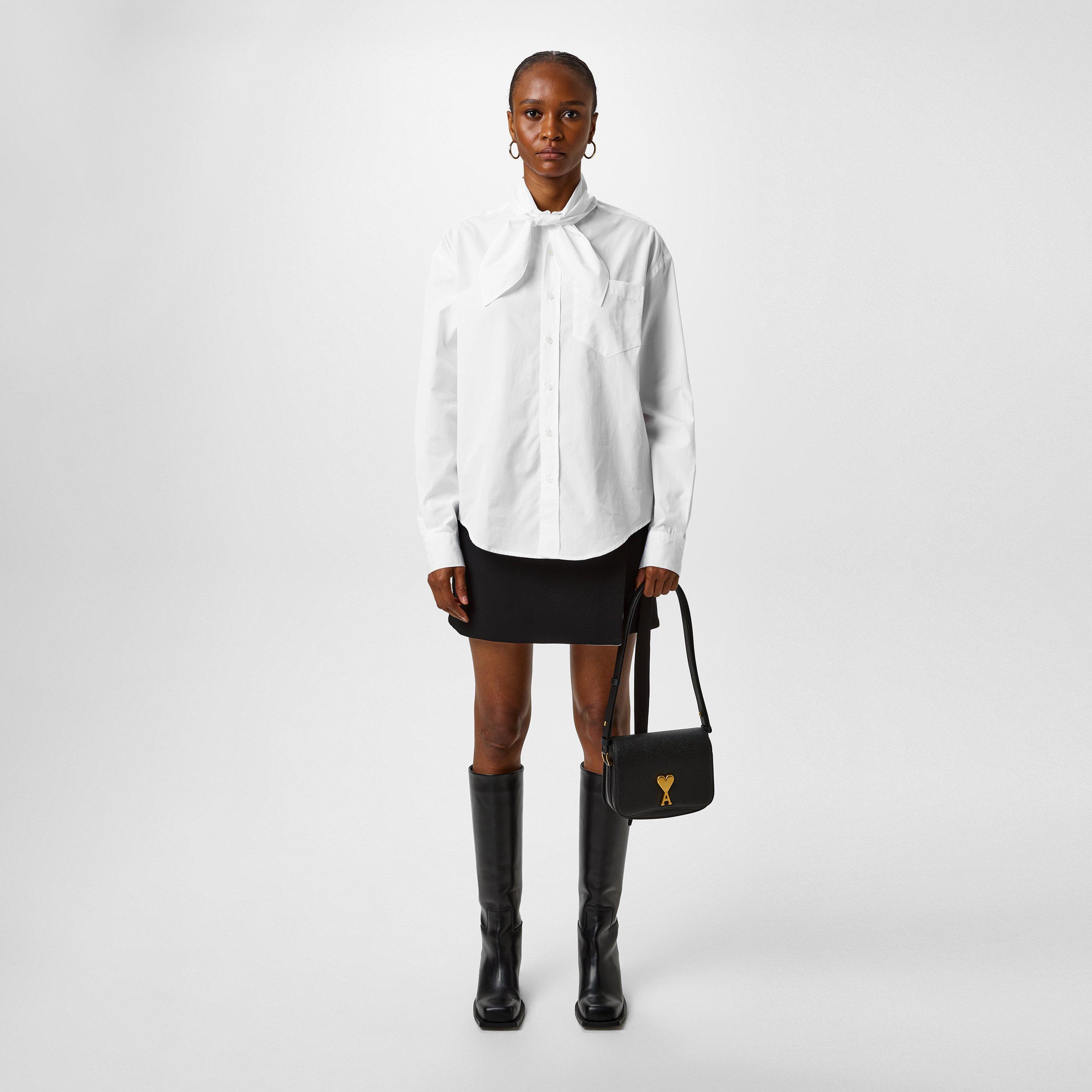 White/100 - Ami Paris - Scarf Collar Shirt - 4