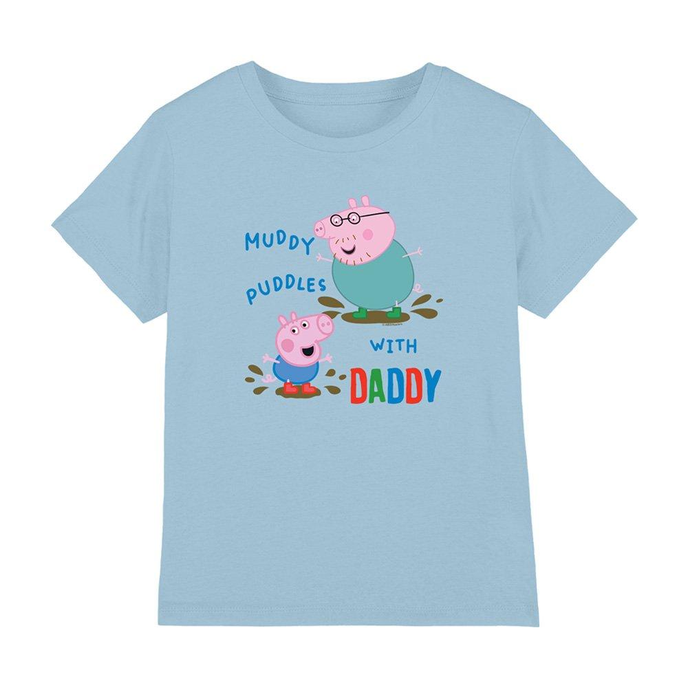Light Blue - Hasbro - Peppa Pig George Muddy Puddles With Daddy Kids T S - 1