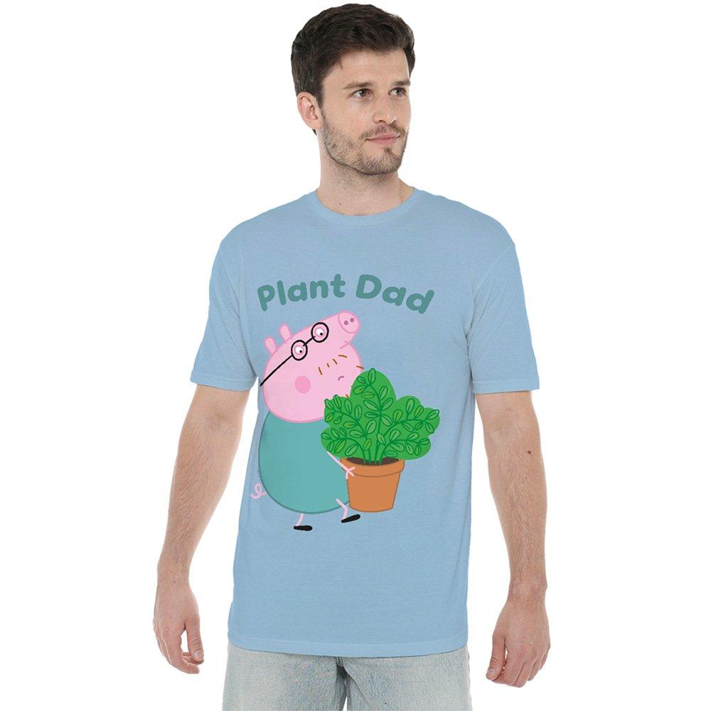 Light Blue - Hasbro - Peppa Pig Daddy Pig Plant Dad T Shirt Sky Blue - 1