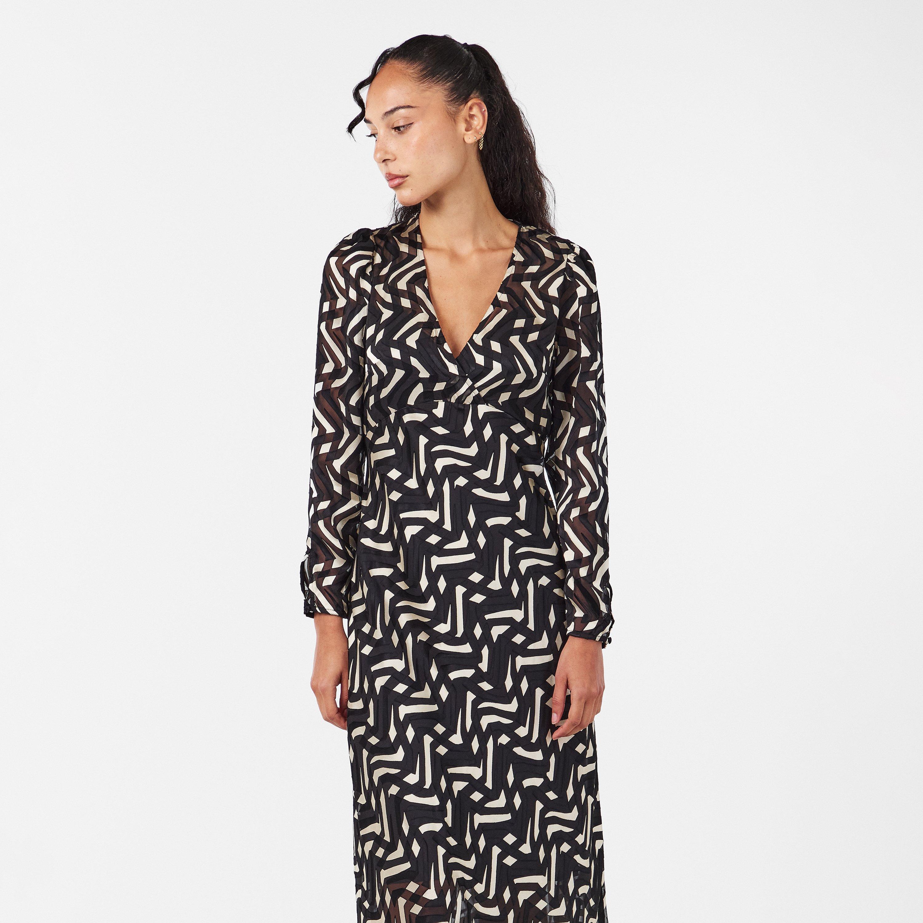 Black-Cream - French Connection - Women's Diandra Tea Dress - 3