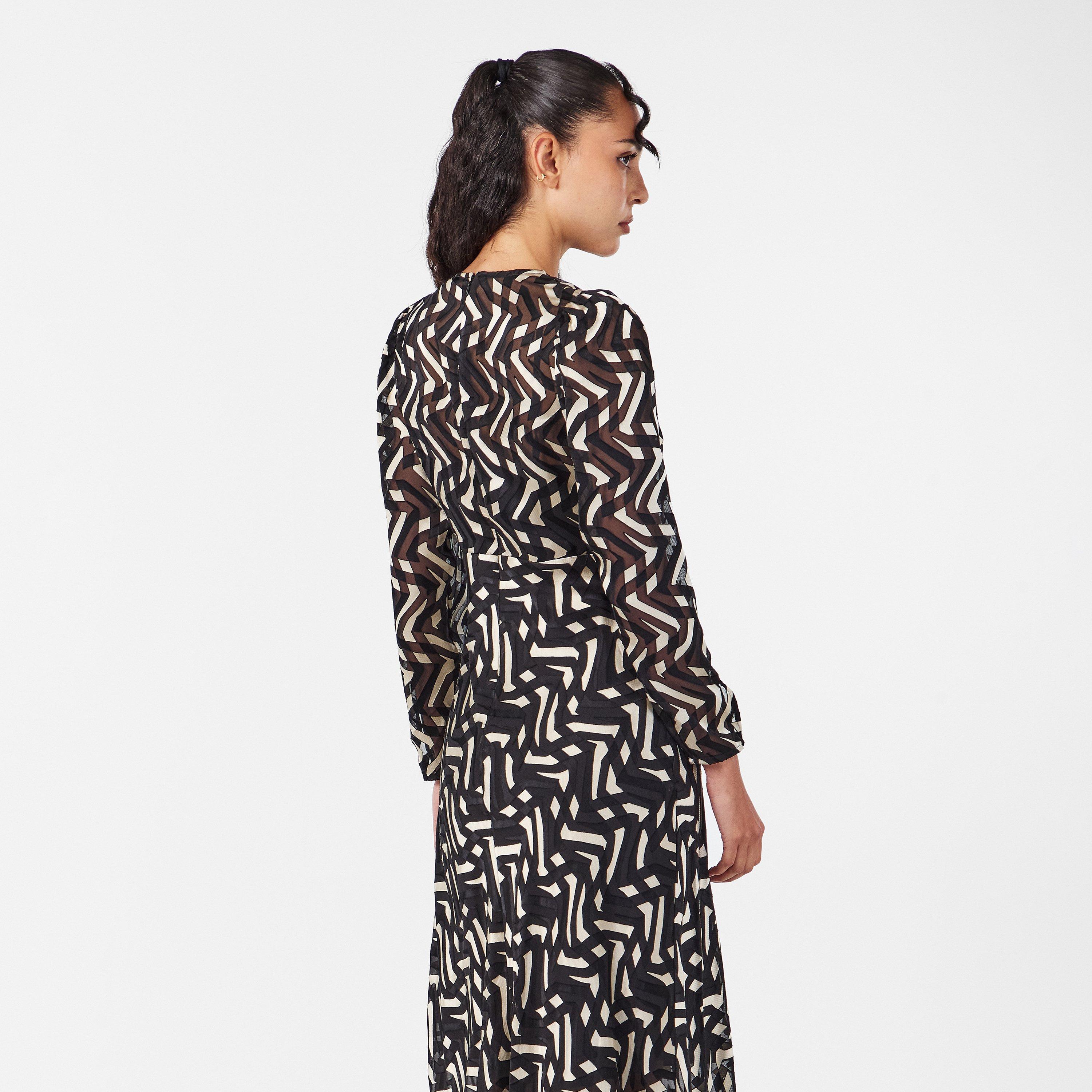 Black-Cream - French Connection - Women's Diandra Tea Dress - 4